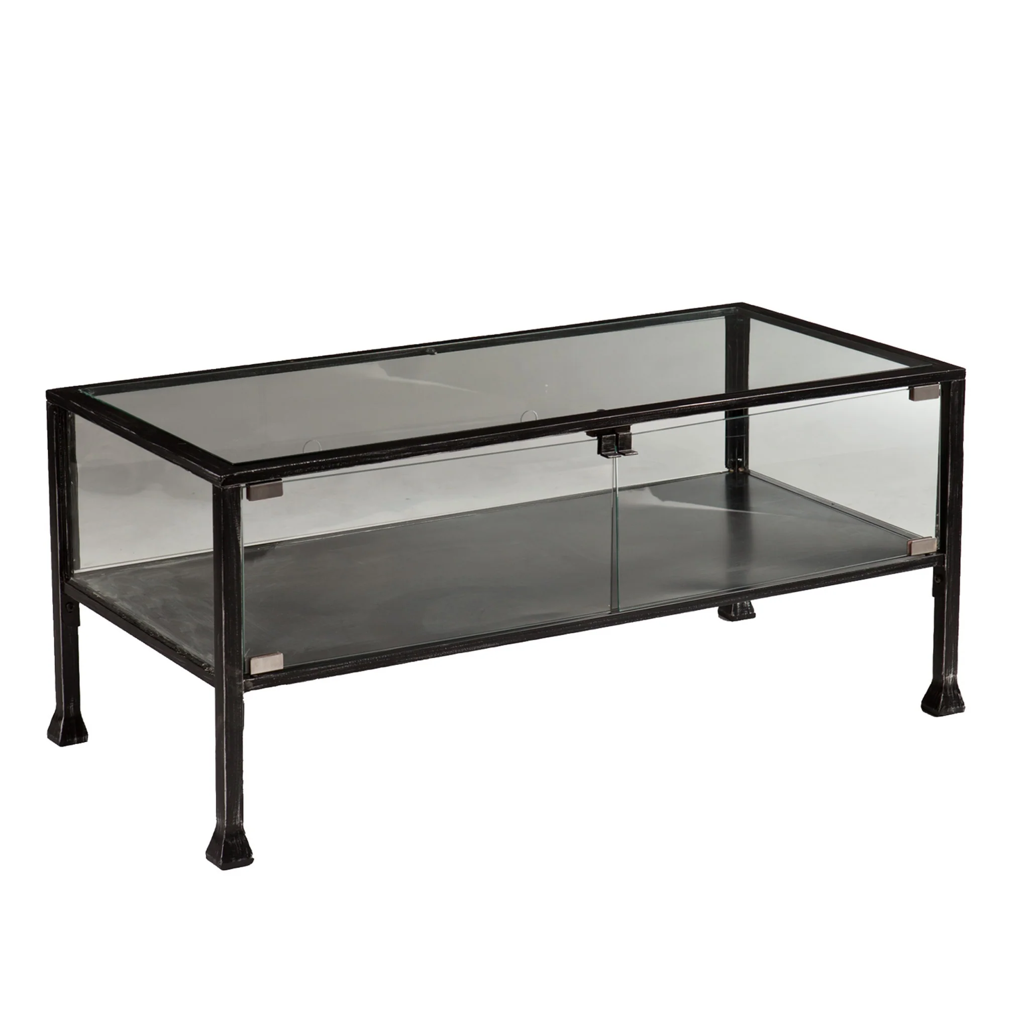 43" Black Glass And Metal Rectangular Coffee Table By Homeroots - Image 5