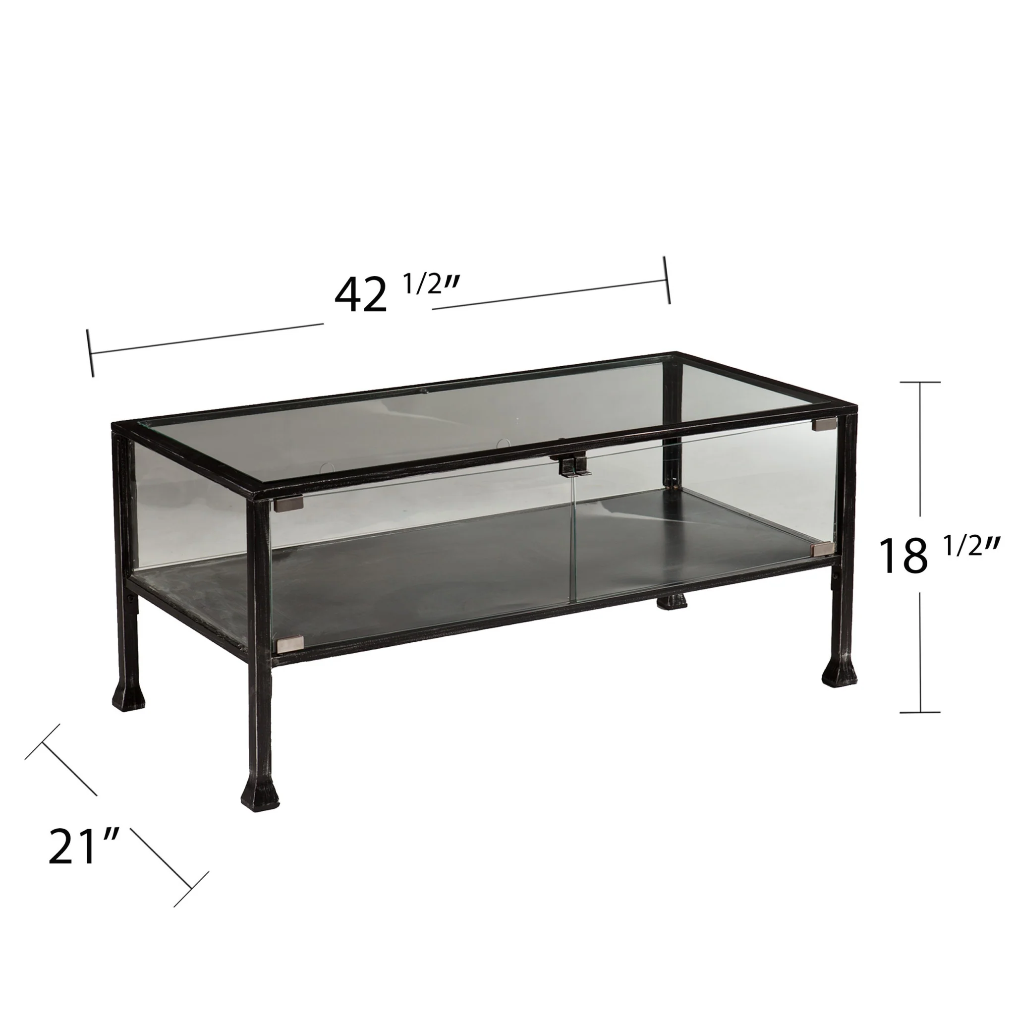 43" Black Glass And Metal Rectangular Coffee Table By Homeroots - Image 9