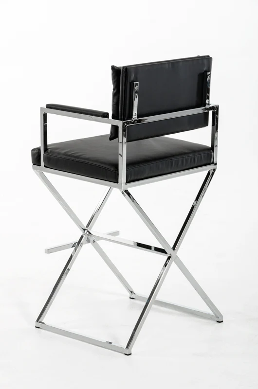 43' Black Leatherette And Steel Bar Stool By Homeroots - Image 2