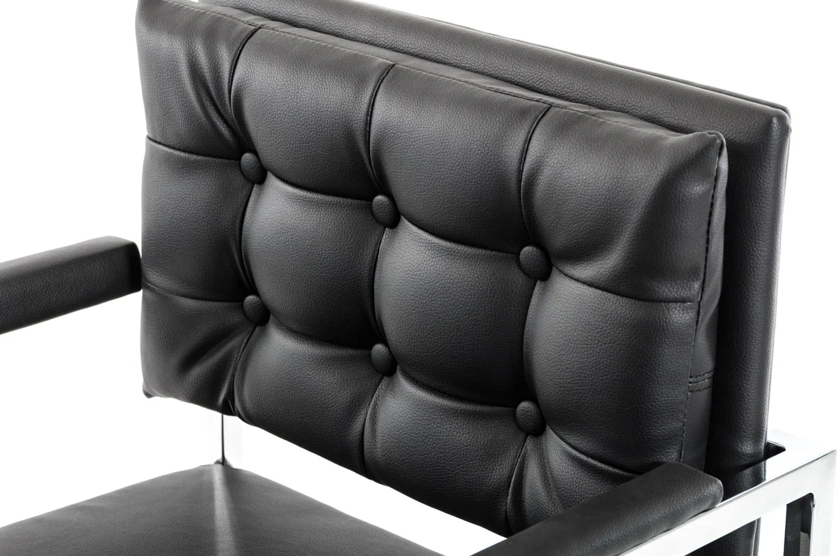 43' Black Leatherette And Steel Bar Stool By Homeroots - Image 3