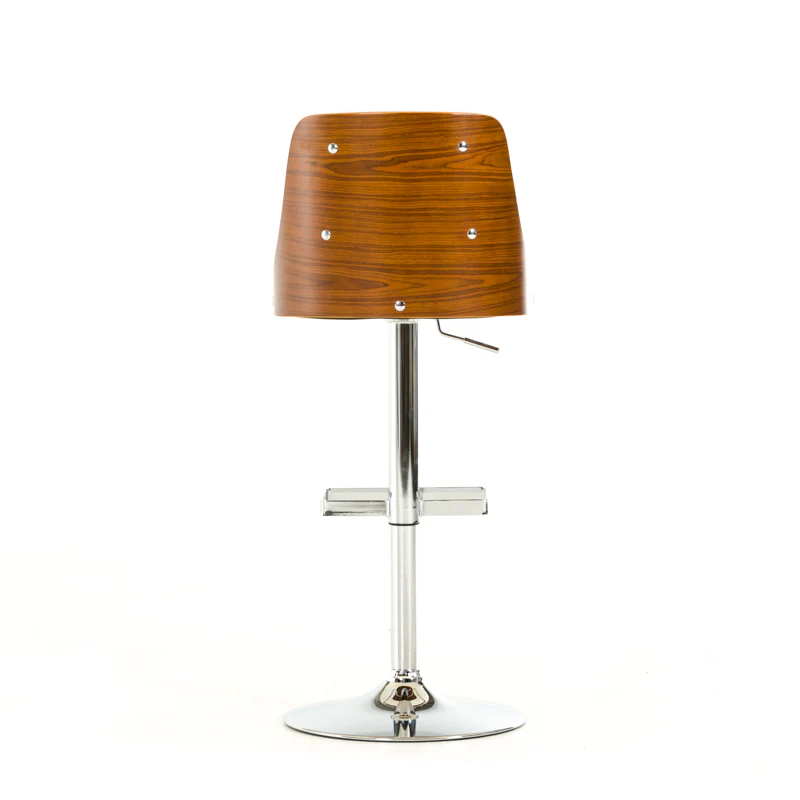 43' Black Leatherette Veneer And Steel Bar Stool By Homeroots - Image 4