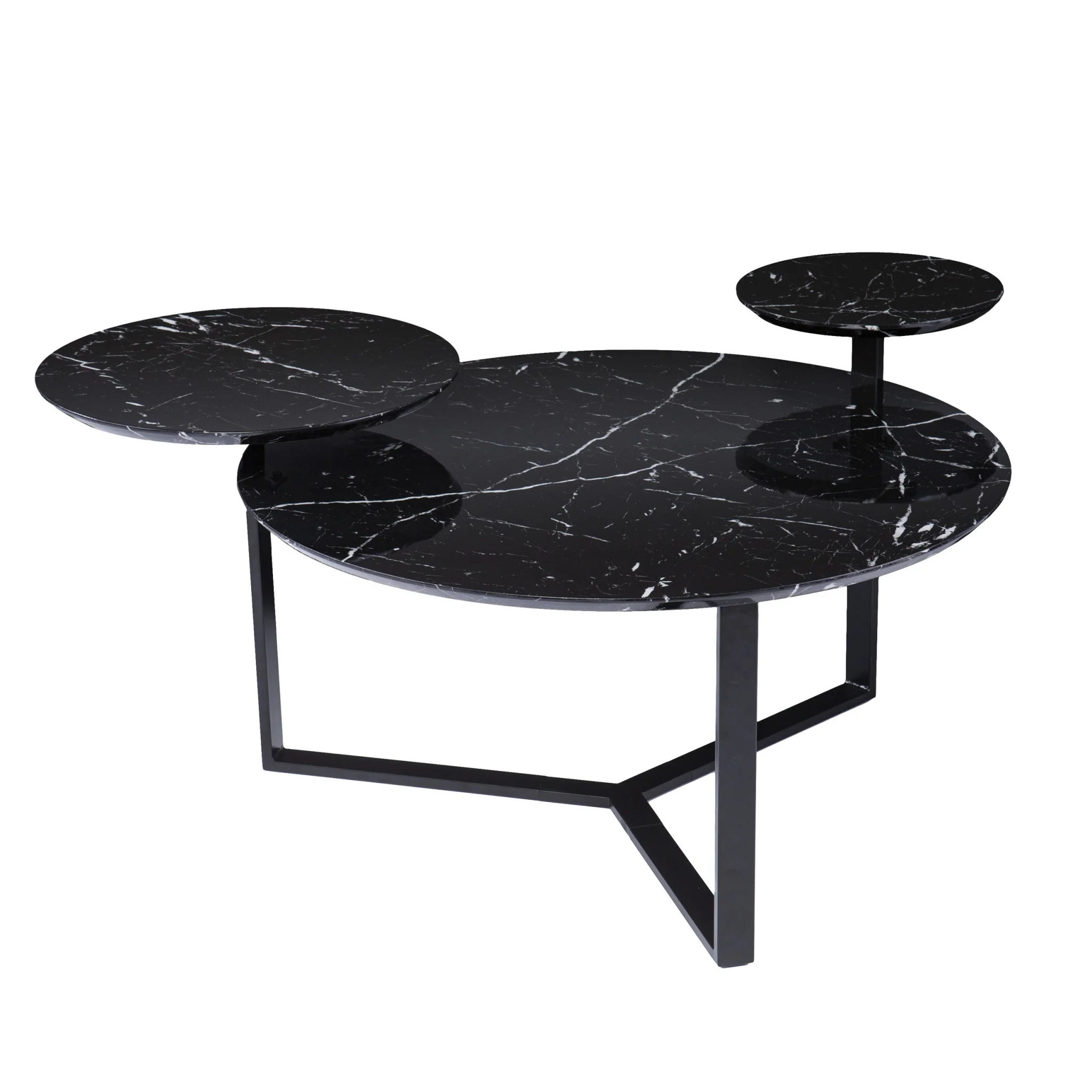 43" Black Solid Manufactured Wood And Metal Free Form Coffee Table By Homeroots - Image 3