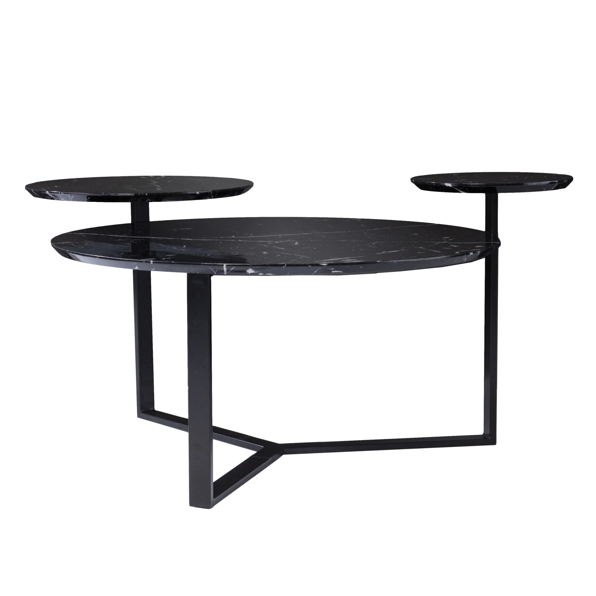 43" Black Solid Manufactured Wood And Metal Free Form Coffee Table By Homeroots - Image 4