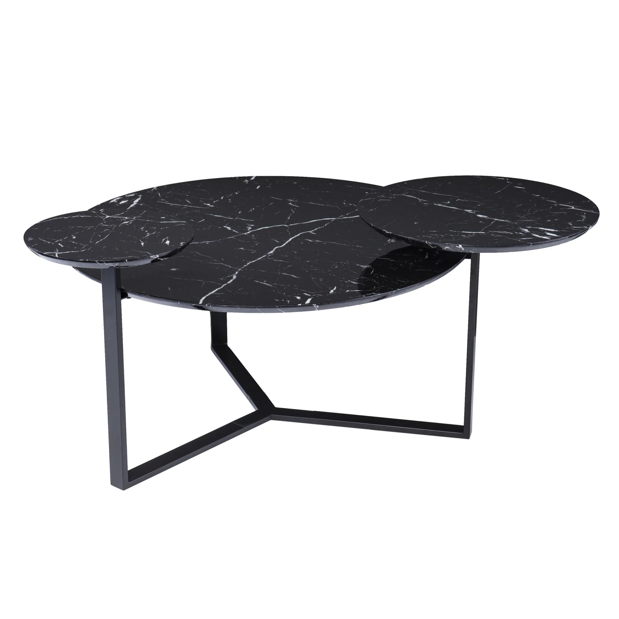 43" Black Solid Manufactured Wood And Metal Free Form Coffee Table By Homeroots - Image 5