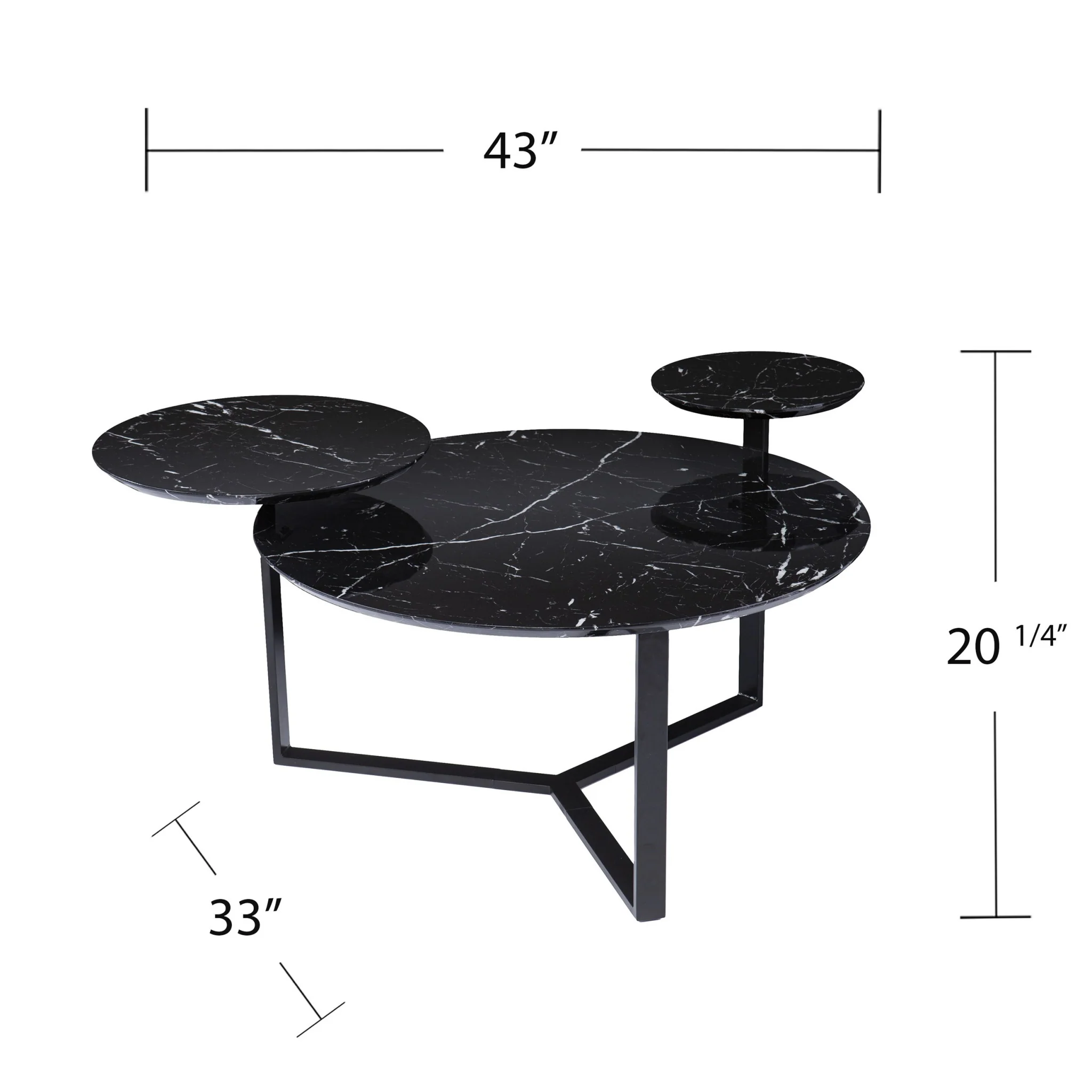 43" Black Solid Manufactured Wood And Metal Free Form Coffee Table By Homeroots - Image 7