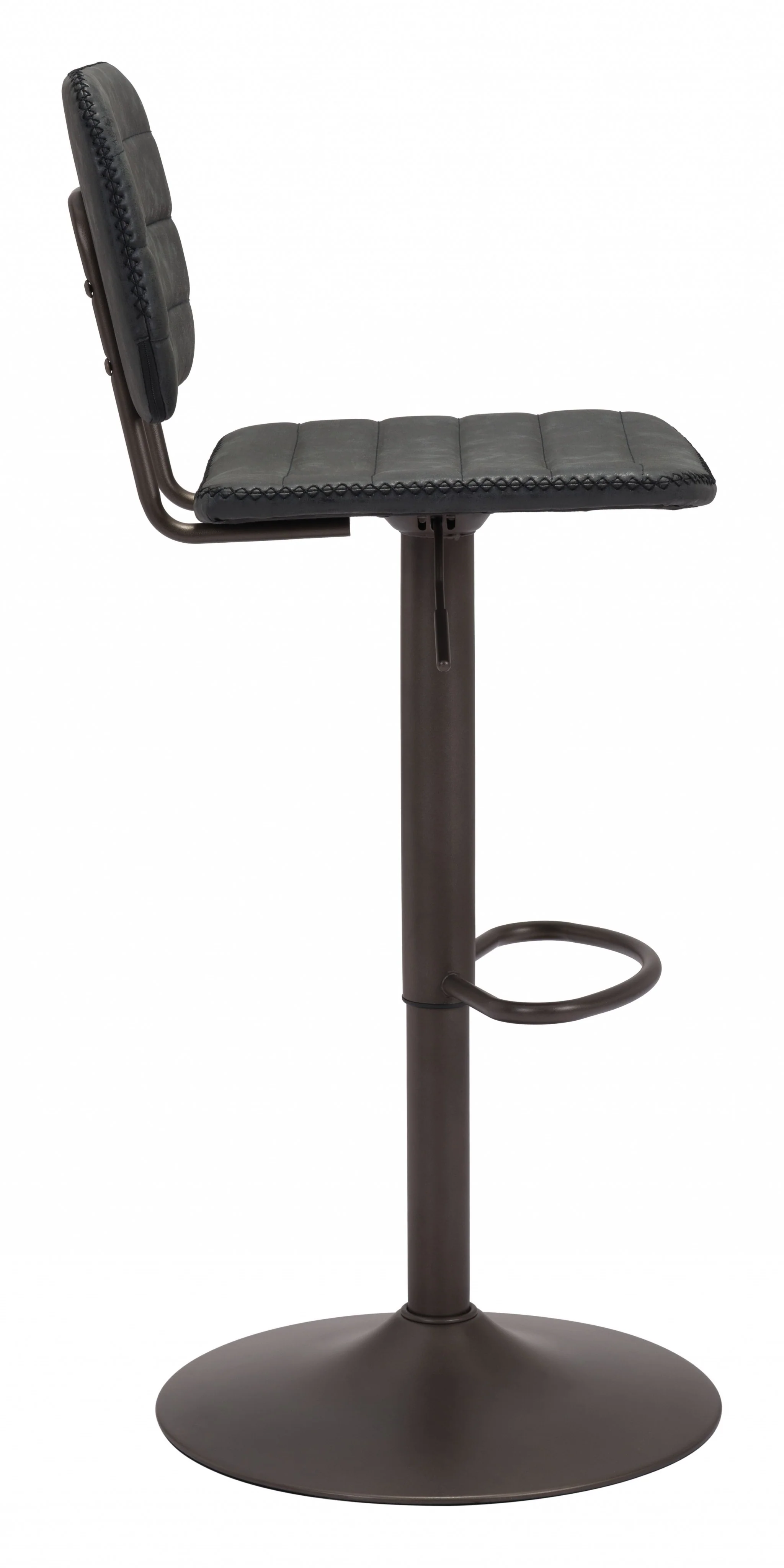 43" Black Steel Swivel Low Back Counter Height Bar Chair With Footrest By Homeroots - Image 2