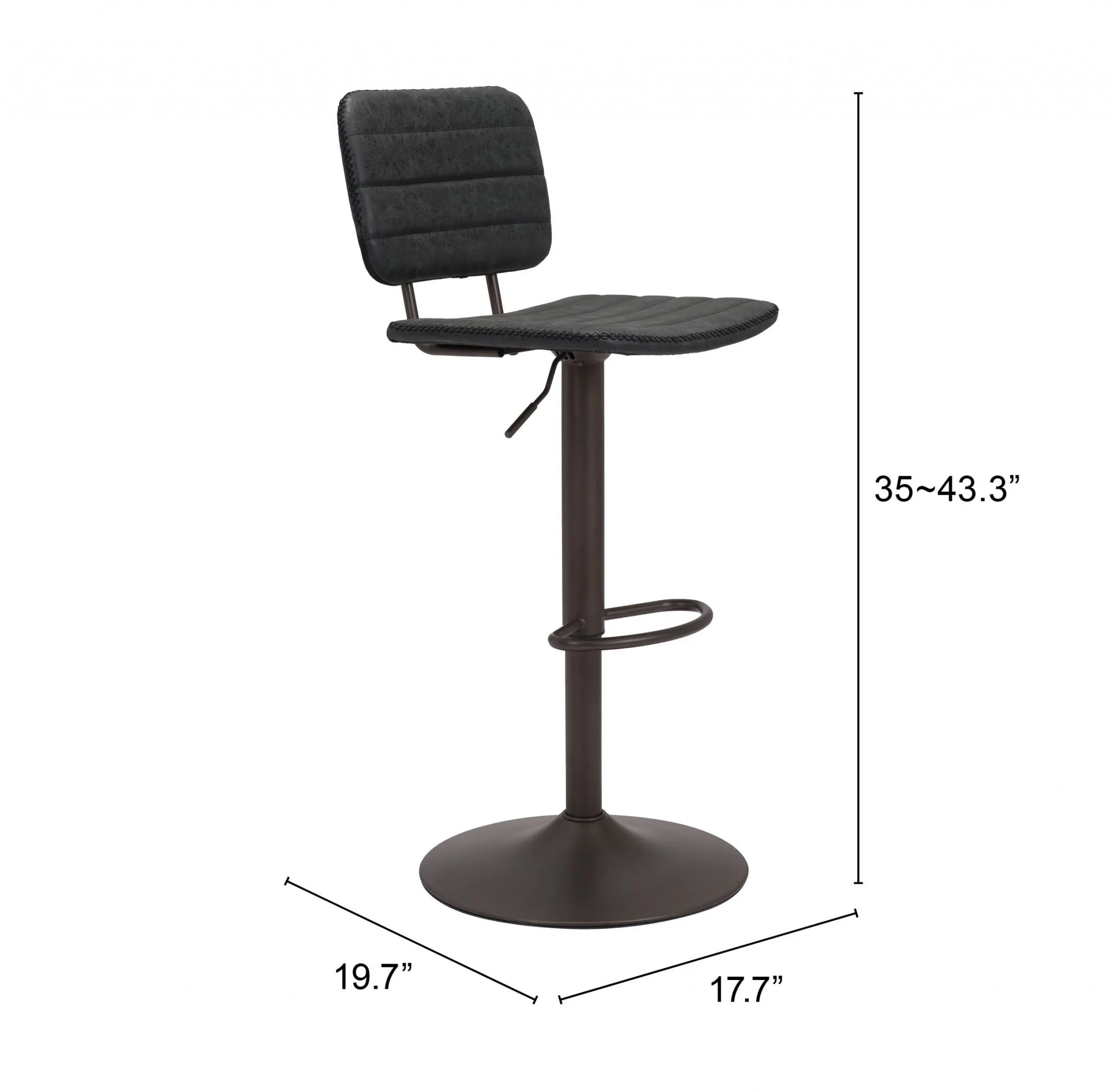 43" Black Steel Swivel Low Back Counter Height Bar Chair With Footrest By Homeroots - Image 6