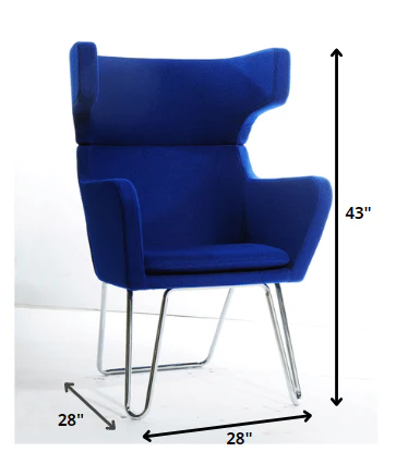 43' Blue Fabric Wool and Polyester Lounge Chair By Homeroots - Image 2