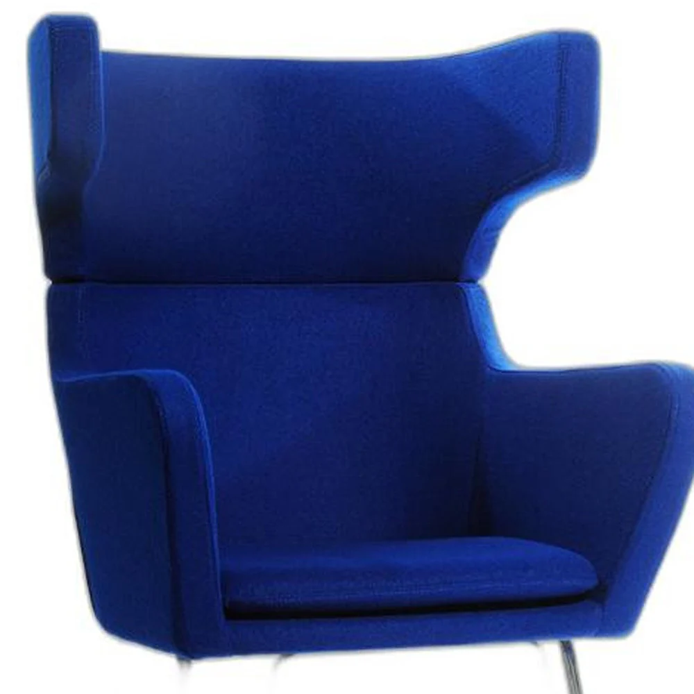 43' Blue Fabric Wool and Polyester Lounge Chair By Homeroots - Image 5