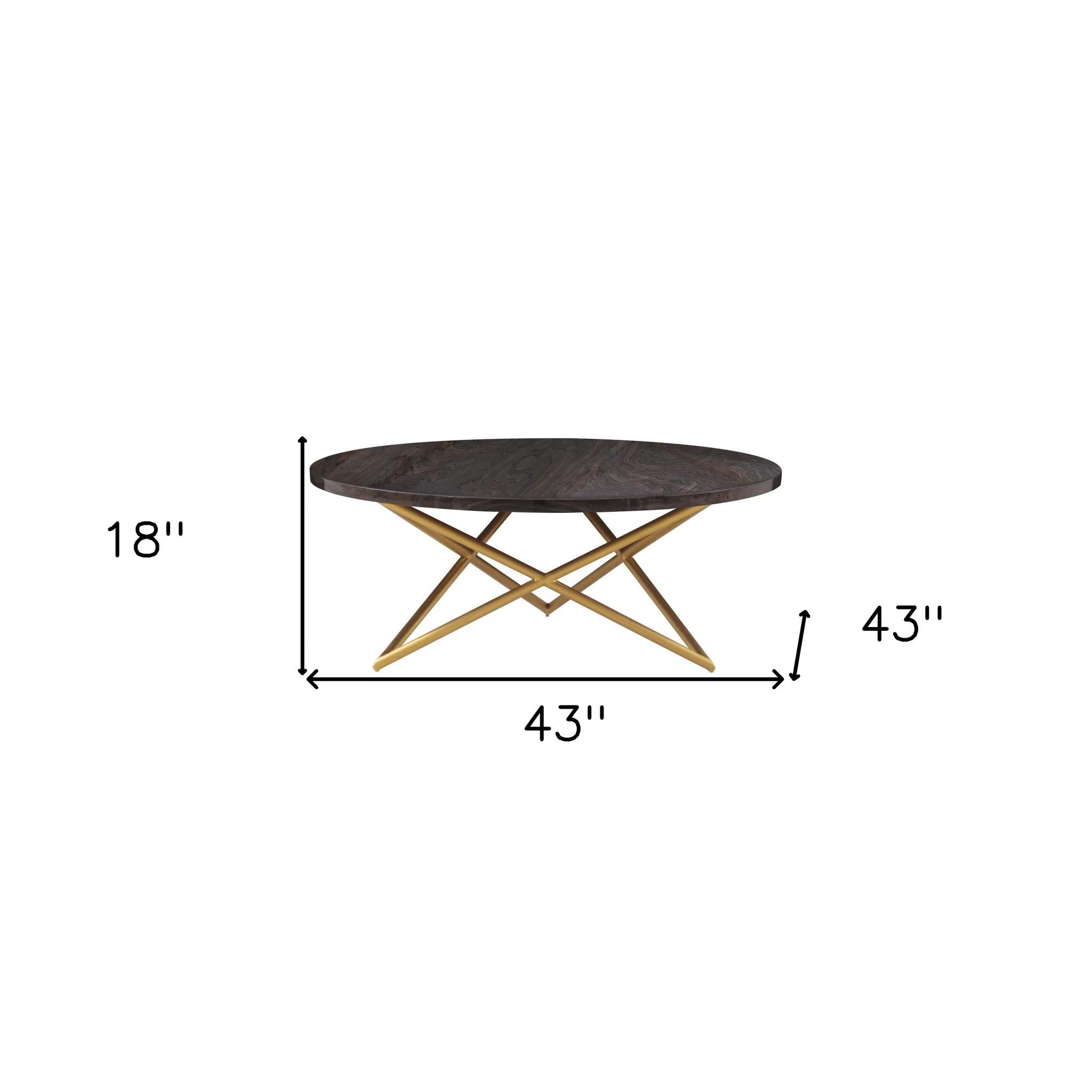 43" Brown And Gold Genuine Marble Round Coffee Table By Homeroots - Image 5