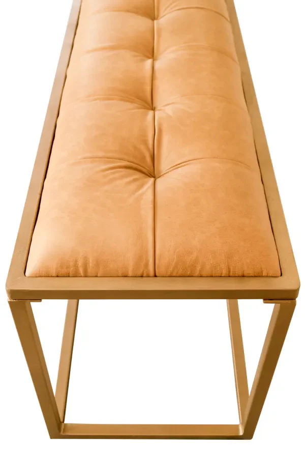 43" Brown And Gold Upholstered Upholstery Bedroom Bench By Homeroots - Image 3