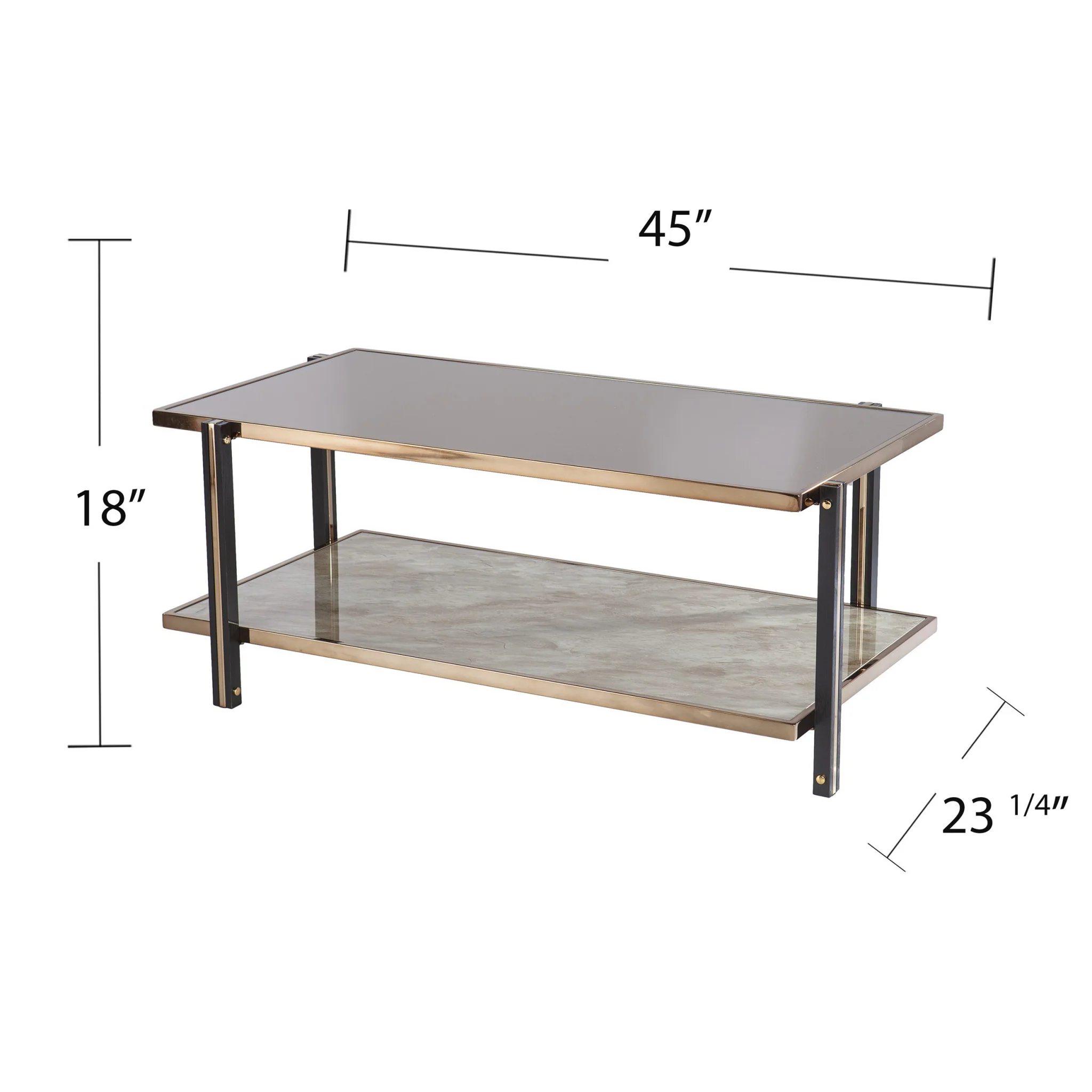 43" Champagne Mirrored And Metal Rectangular Mirrored Coffee Table By Homeroots - Image 6