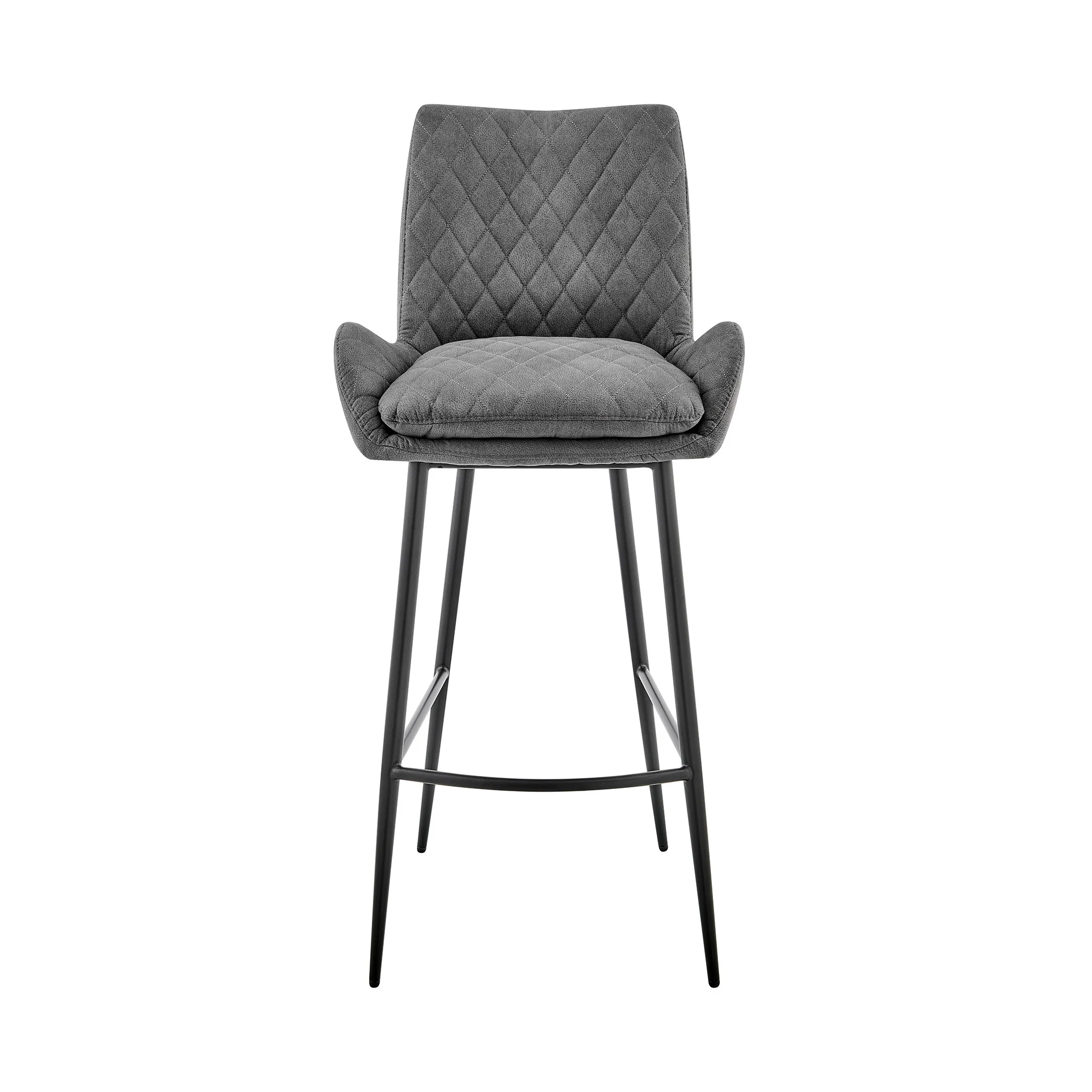 43" Charcoal Microfiber and Black Iron Bar Height Chair By Homeroots - Image 2