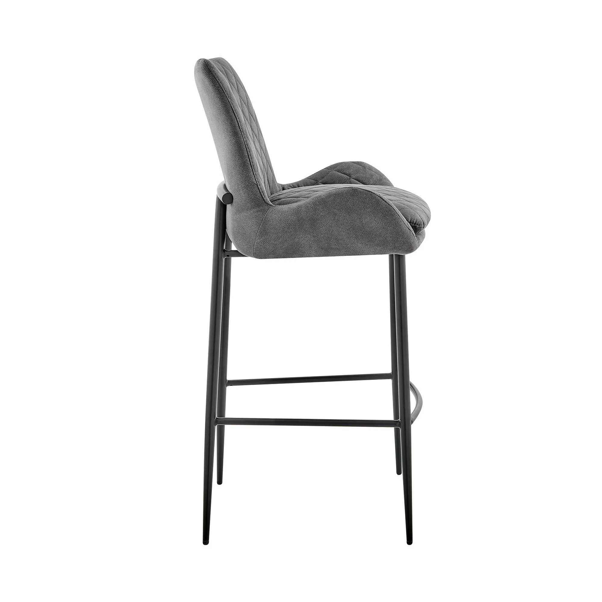 43" Charcoal Microfiber and Black Iron Bar Height Chair By Homeroots - Image 3