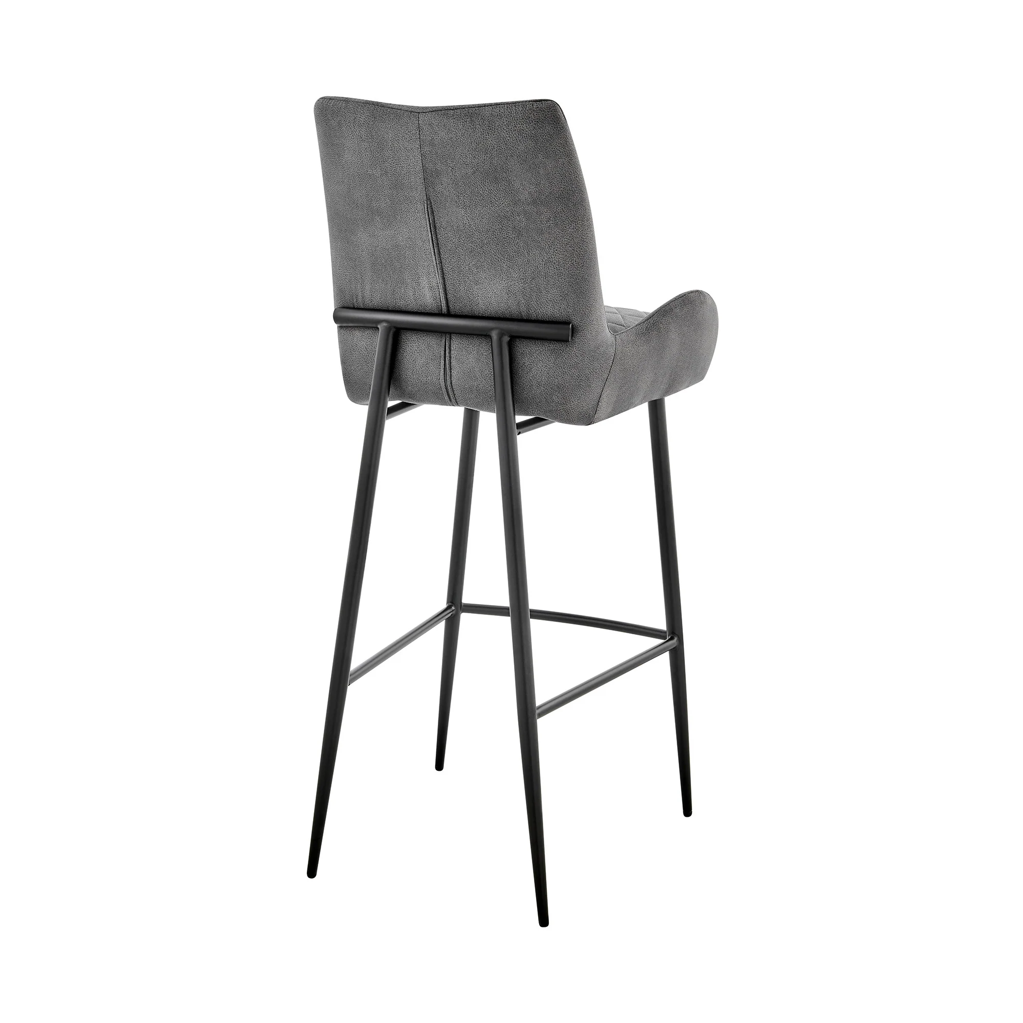 43" Charcoal Microfiber and Black Iron Bar Height Chair By Homeroots - Image 4
