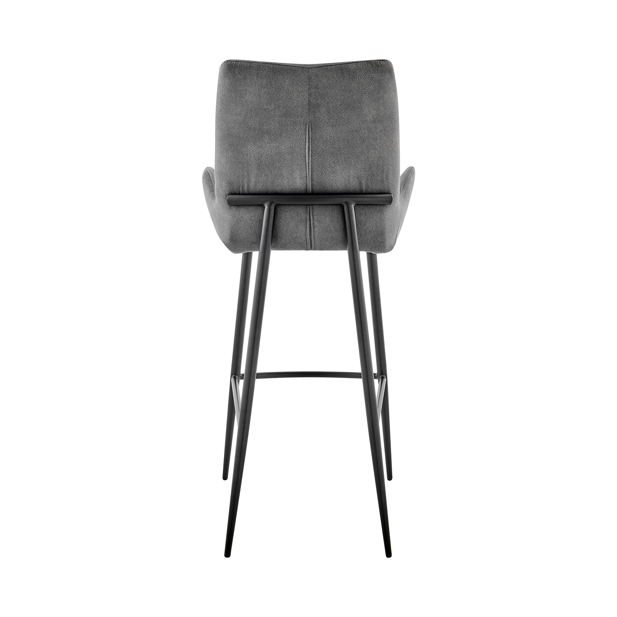 43" Charcoal Microfiber and Black Iron Bar Height Chair By Homeroots - Image 5
