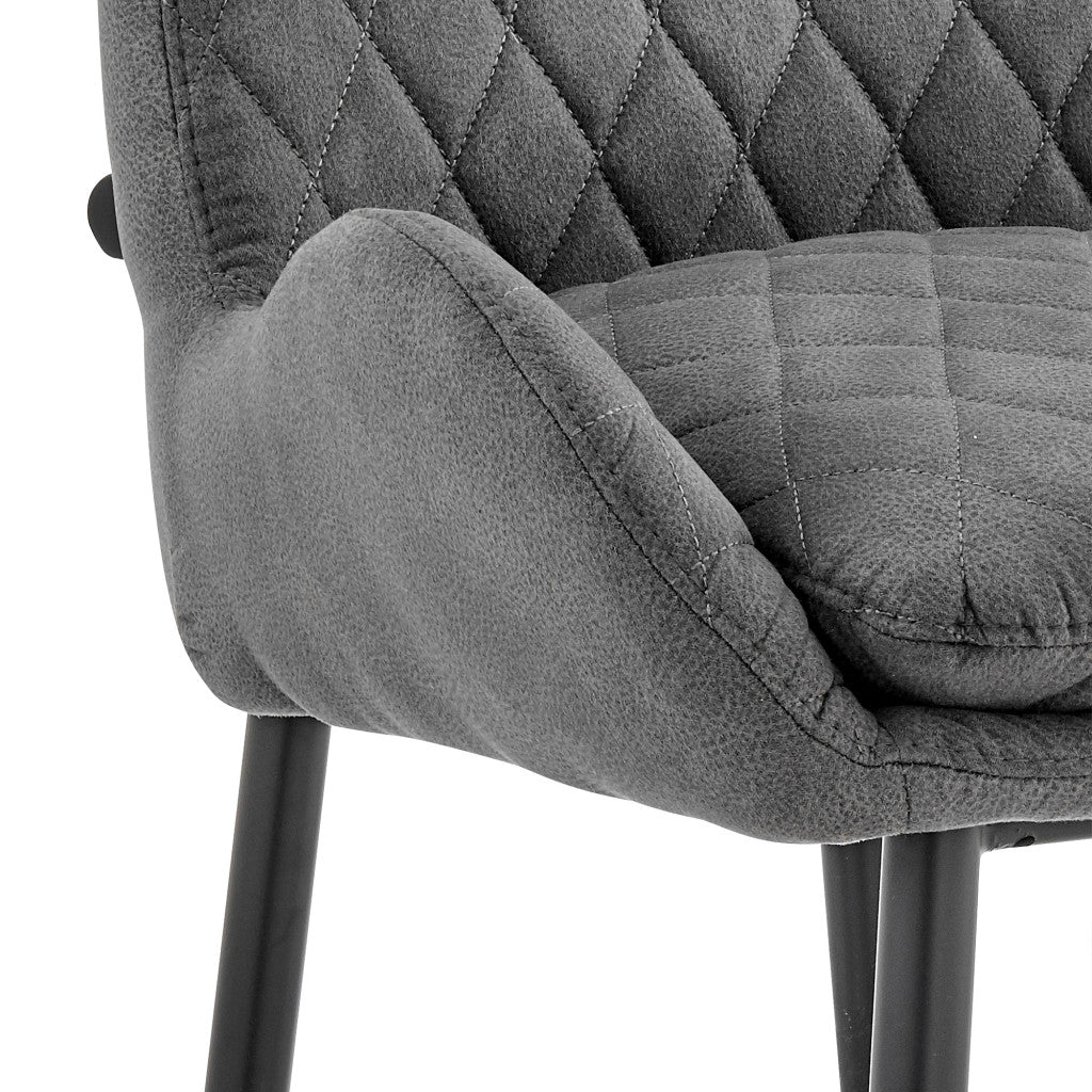 43" Charcoal Microfiber and Black Iron Bar Height Chair By Homeroots - Image 8
