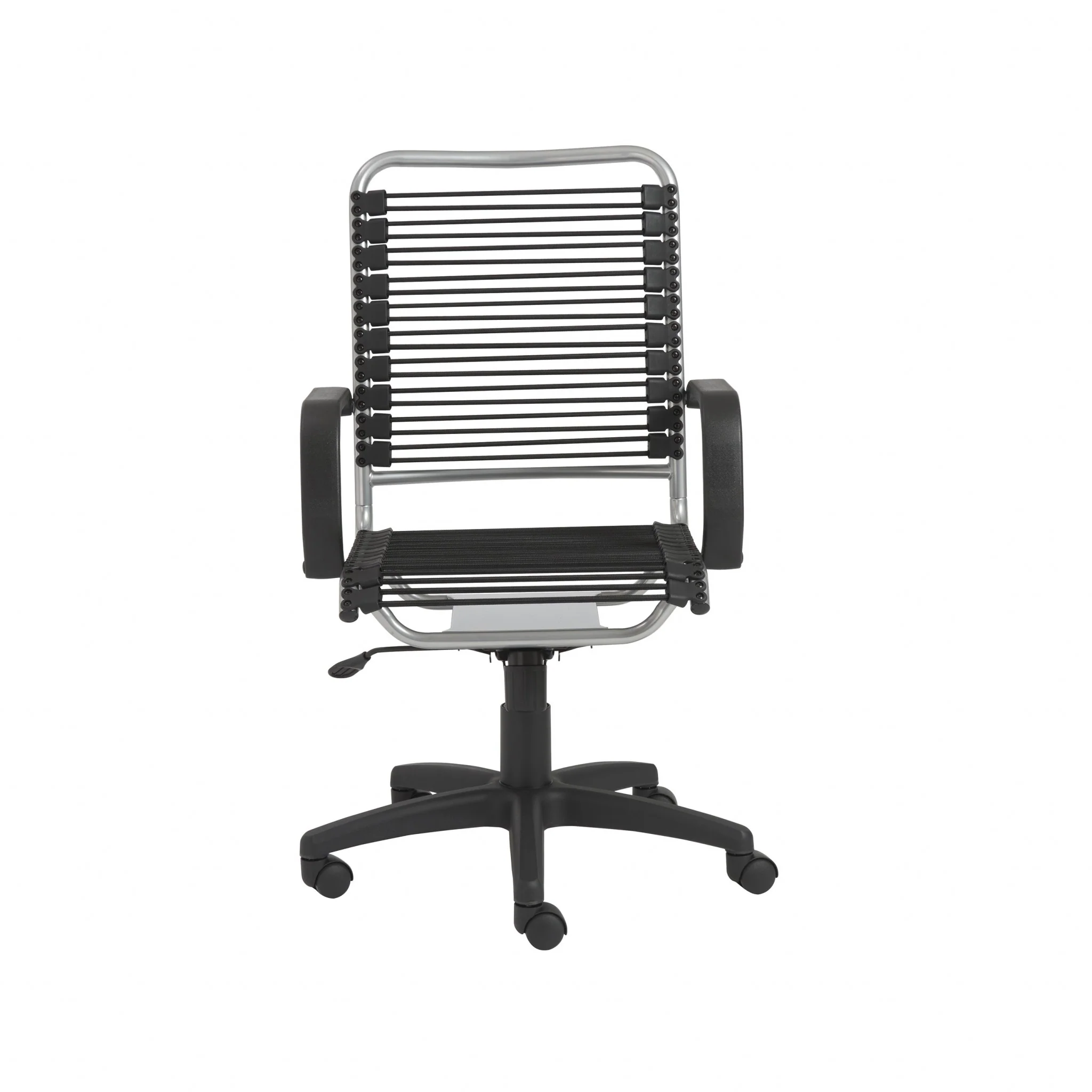 43" Chrome and Black Round Bungee Cord High Back Office Chair By Homeroots - Image 2