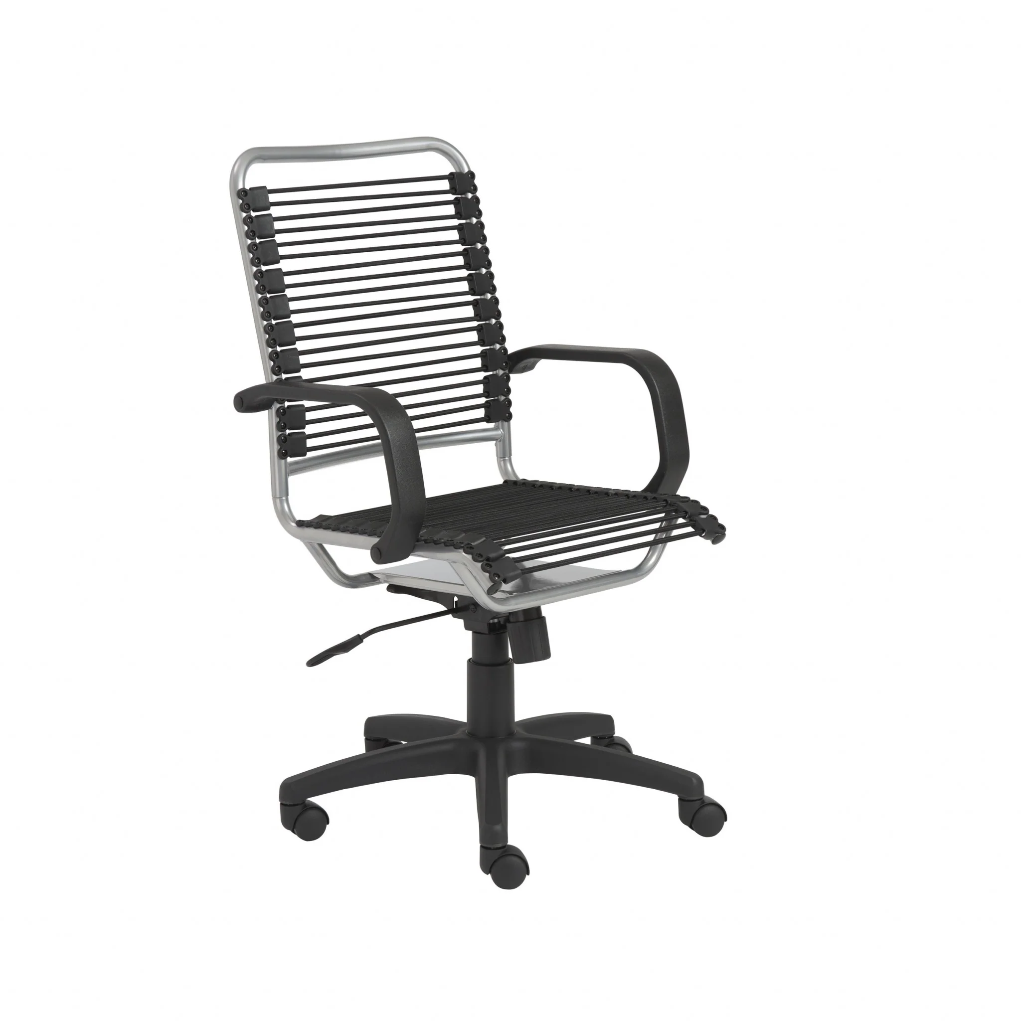43" Chrome and Black Round Bungee Cord High Back Office Chair By Homeroots - Image 3