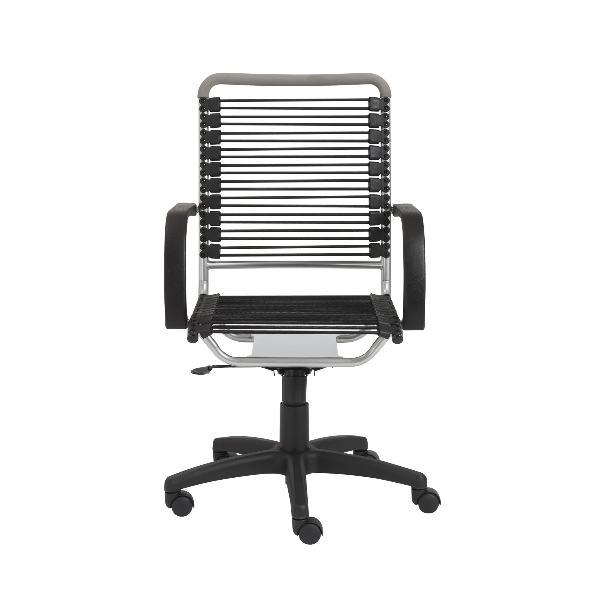 43" Chrome and Black Round Bungee High Back Office Chair By Homeroots - Image 3