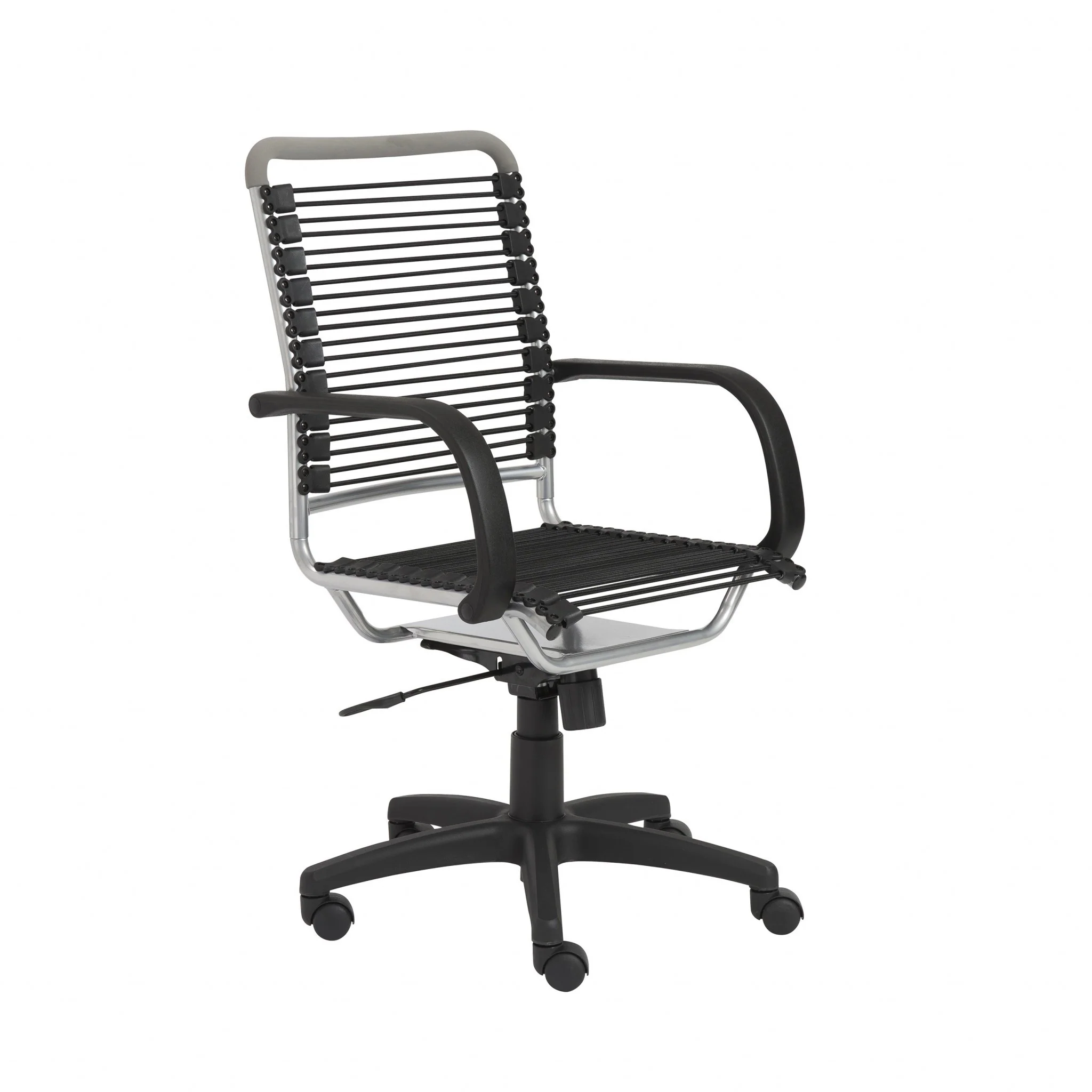 43" Chrome and Black Round Bungee High Back Office Chair By Homeroots - Image 4