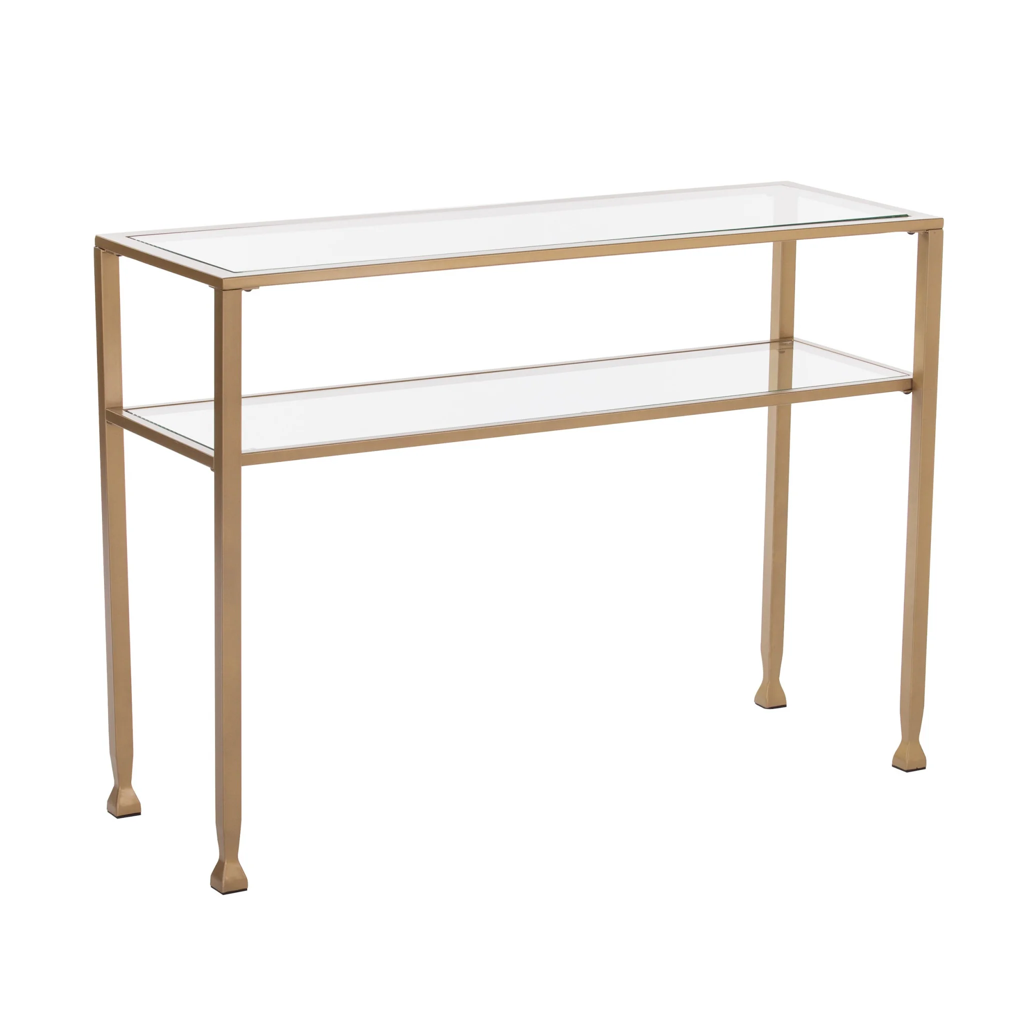 43" Clear and Gold Glass Console Table With Storage By Homeroots - Image 4
