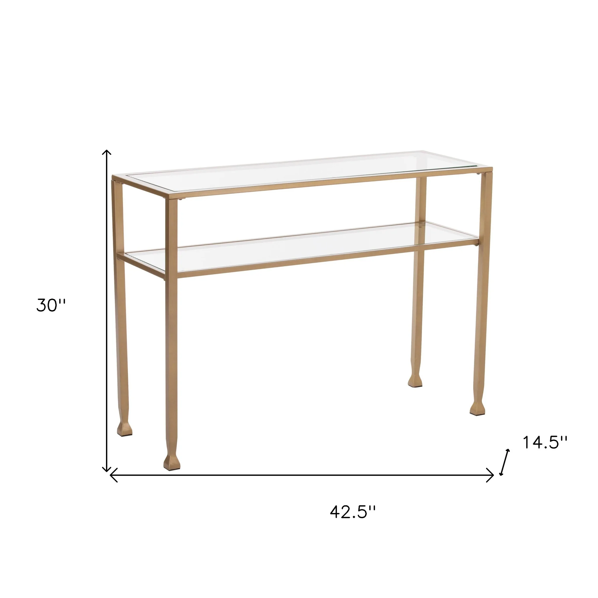 43" Clear and Gold Glass Console Table With Storage By Homeroots - Image 8