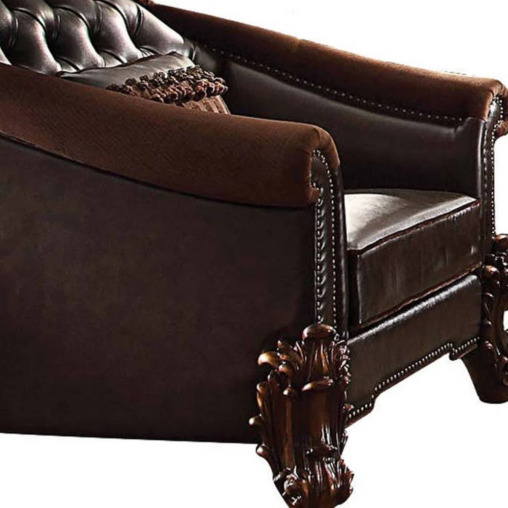 43" Dark Brown Faux Leather Tufted Barrel Chair By Homeroots - Image 4