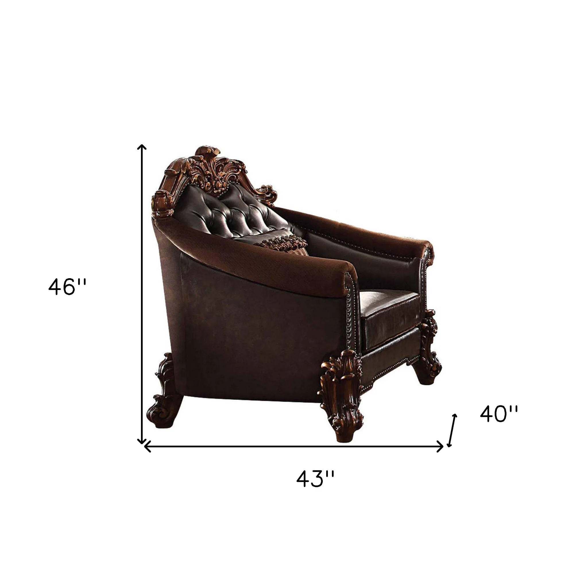 43" Dark Brown Faux Leather Tufted Barrel Chair By Homeroots - Image 6