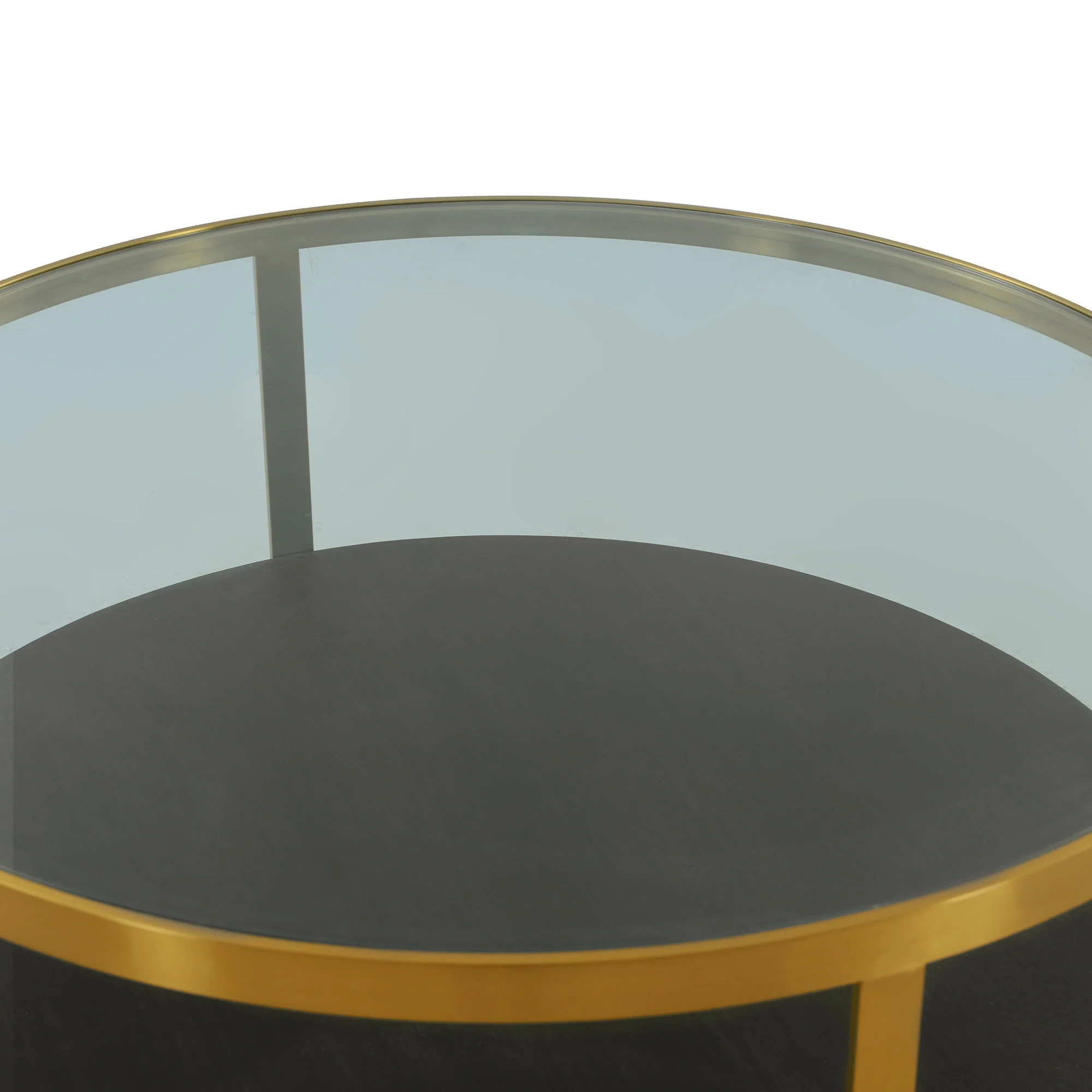 43" Glass And Brown Solid Wood Round Coffee Table With Shelf By Homeroots - Image 5