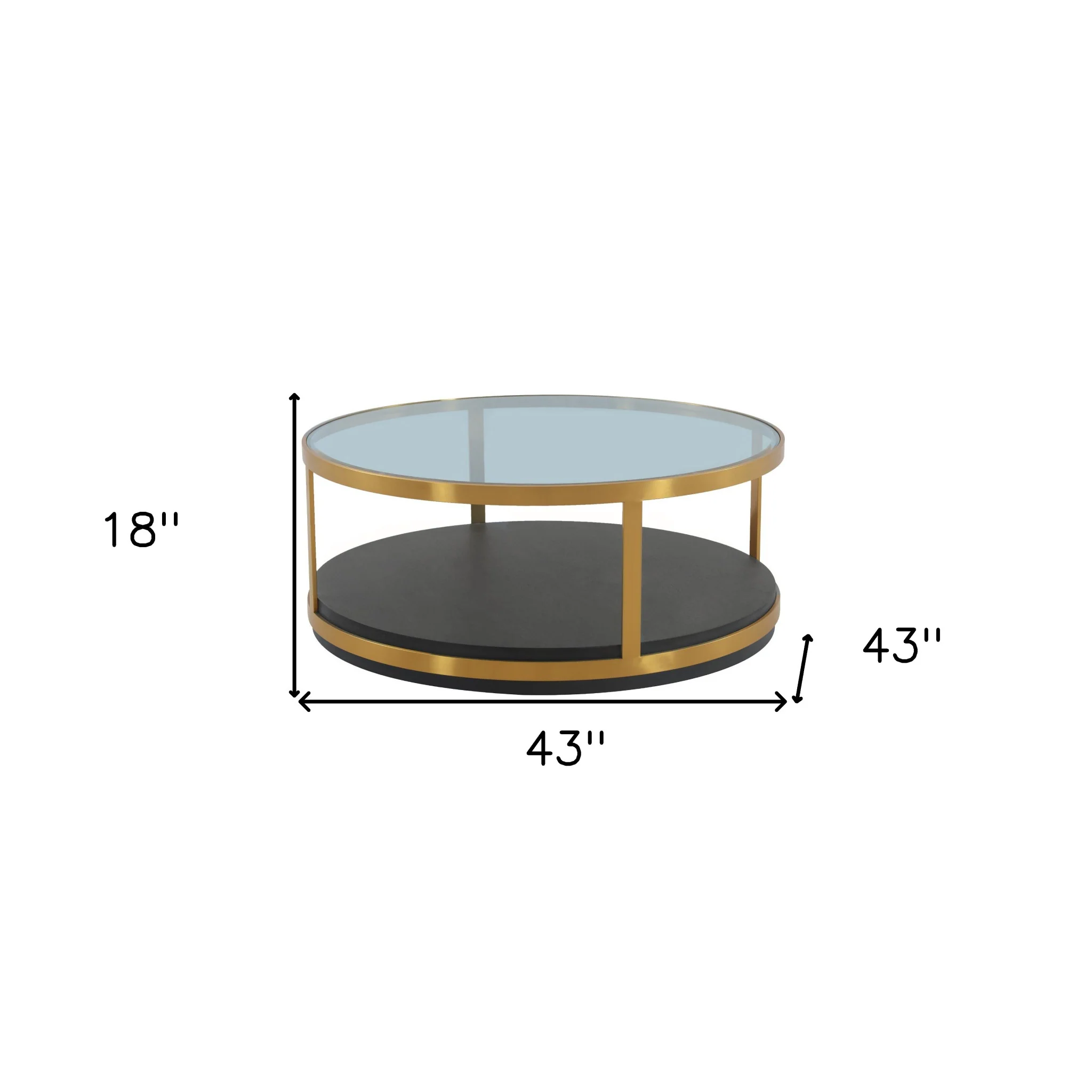 43" Glass And Brown Solid Wood Round Coffee Table With Shelf By Homeroots - Image 7