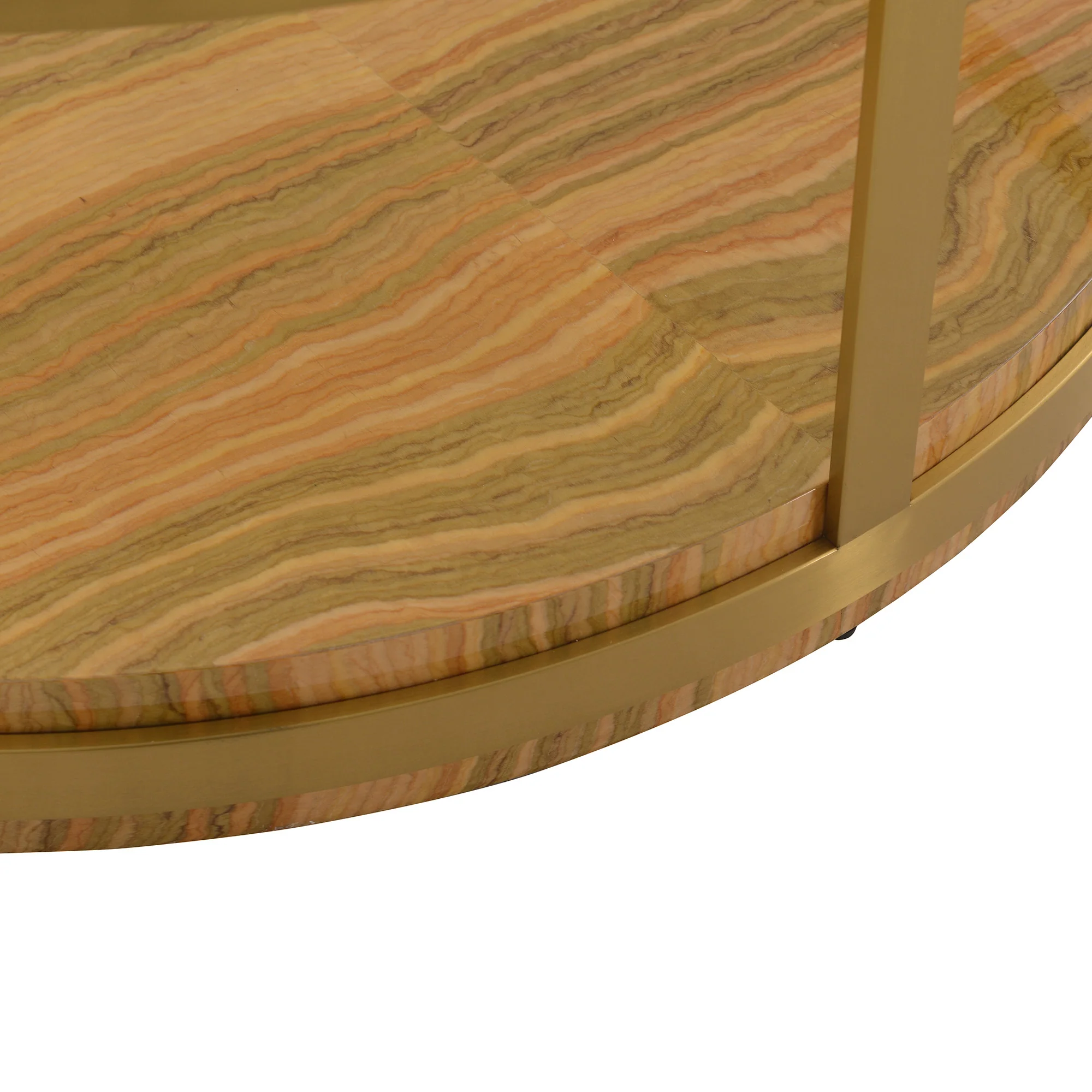 43" Glass And Gold Glass Round Coffee Table With Shelf By Homeroots - Image 6