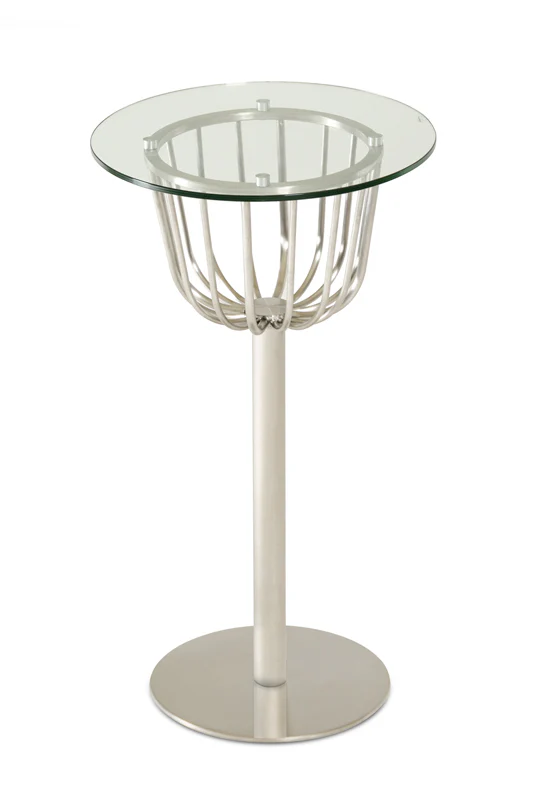 43" Glass and Steel Round Bar Table By Homeroots - Image 2