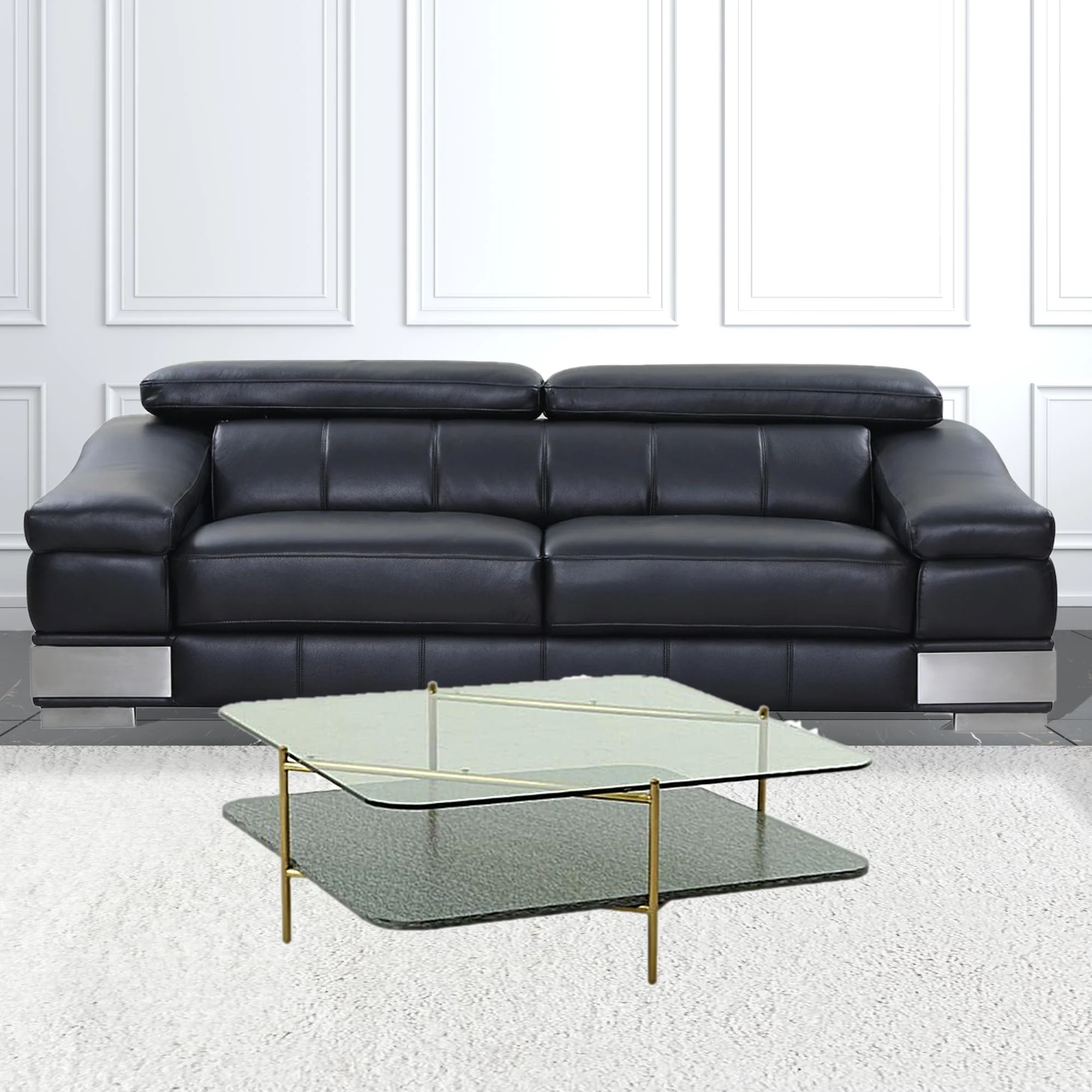 43" Gold And Clear Glass Square Coffee Table With Shelf By Homeroots - Image 2