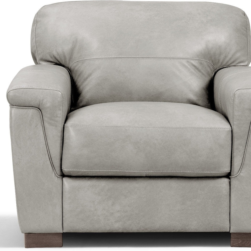 43" Gray and Brown Genuine Leather Arm Chair By Homeroots - Image 2