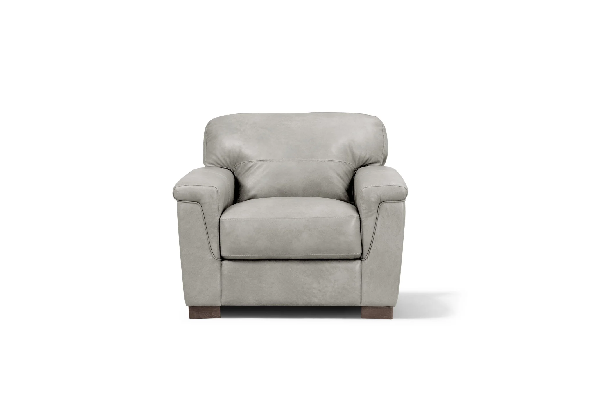 43" Gray and Brown Genuine Leather Arm Chair By Homeroots - Image 3