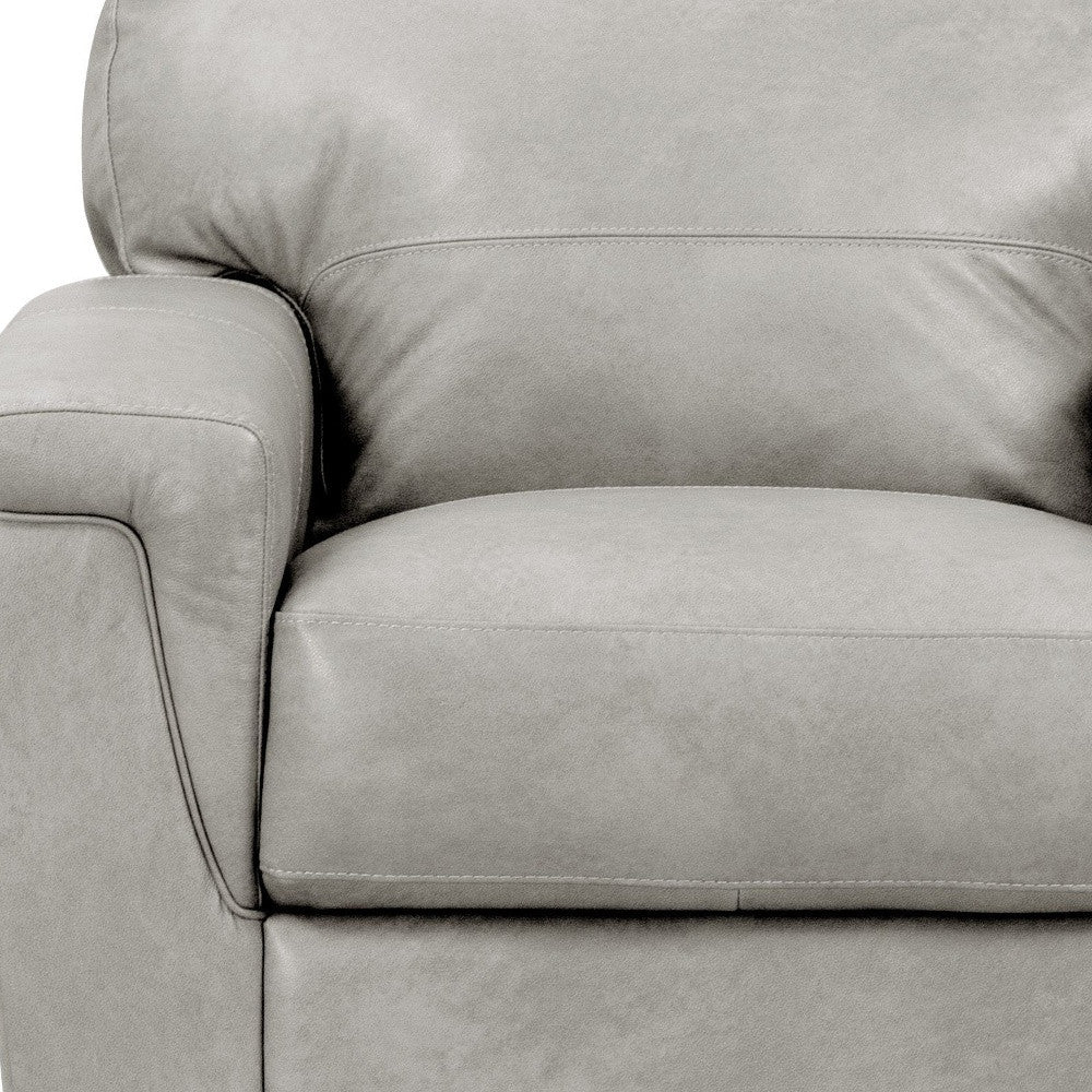 43" Gray and Brown Genuine Leather Arm Chair By Homeroots - Image 5