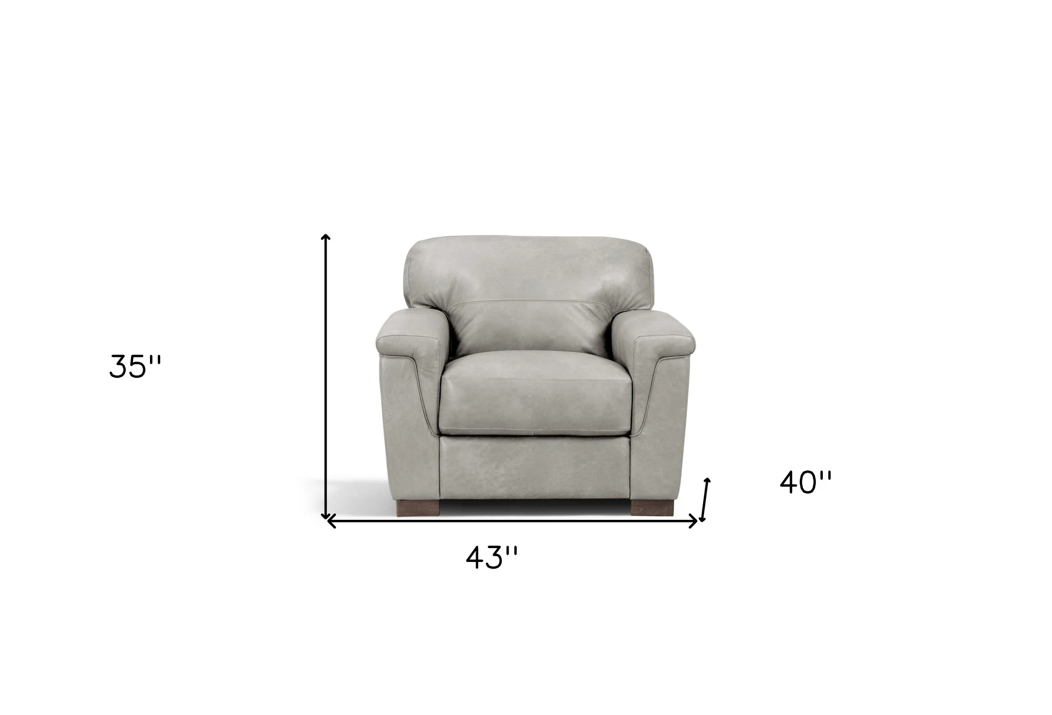 43" Gray and Brown Genuine Leather Arm Chair By Homeroots - Image 6