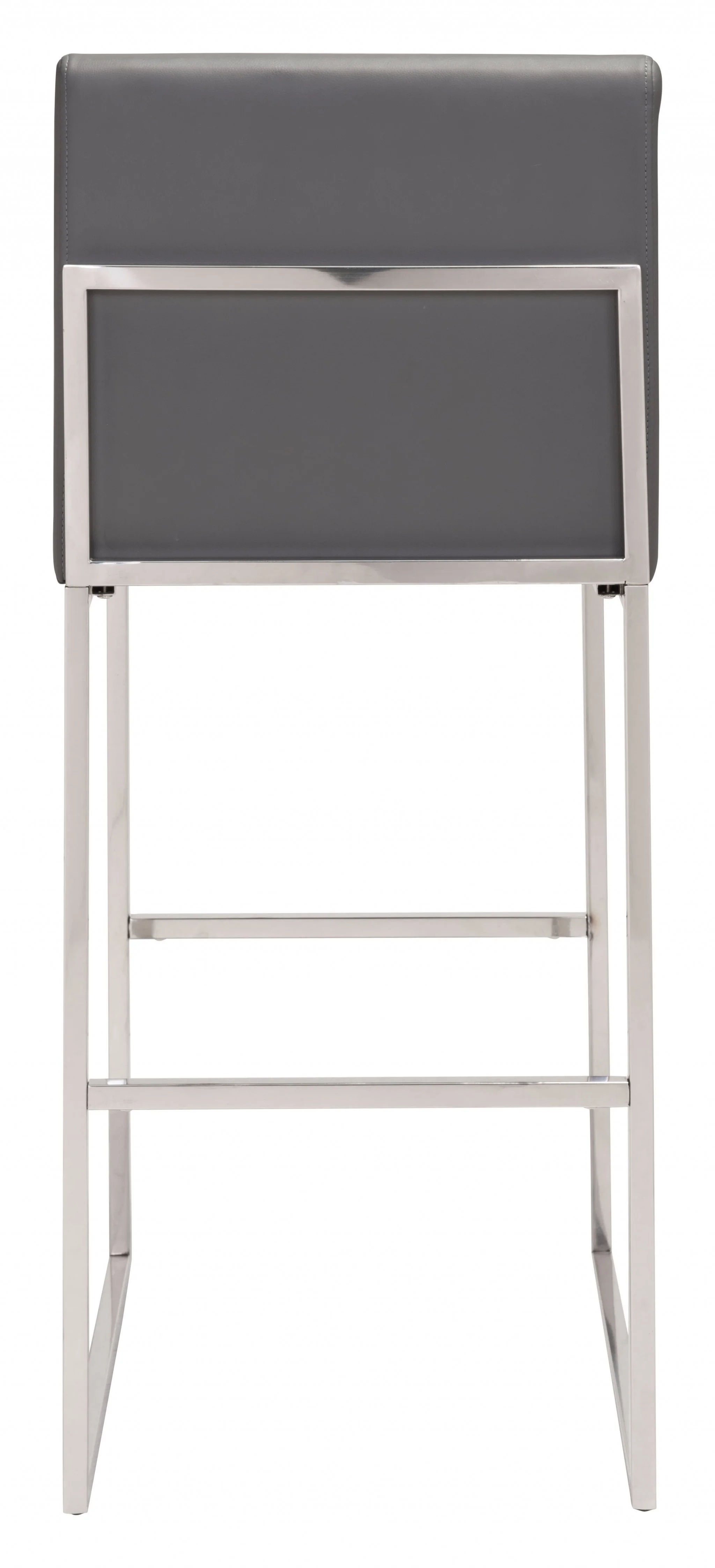 43" Gray Faux Leather And Chrome Low Back Bar Height Chair With Footrest By Homeroots - Image 5