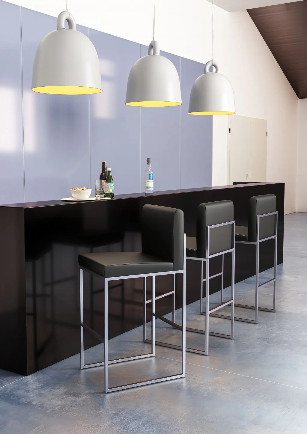 43" Gray Faux Leather And Chrome Low Back Bar Height Chair With Footrest By Homeroots - Image 6
