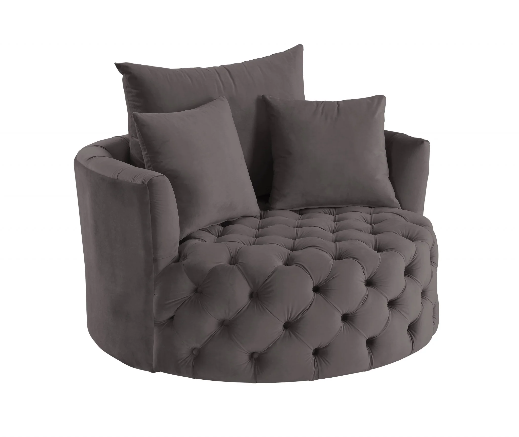 43" Gray Velvet Solid Color Swivel Barrel Chair By Homeroots - Image 2