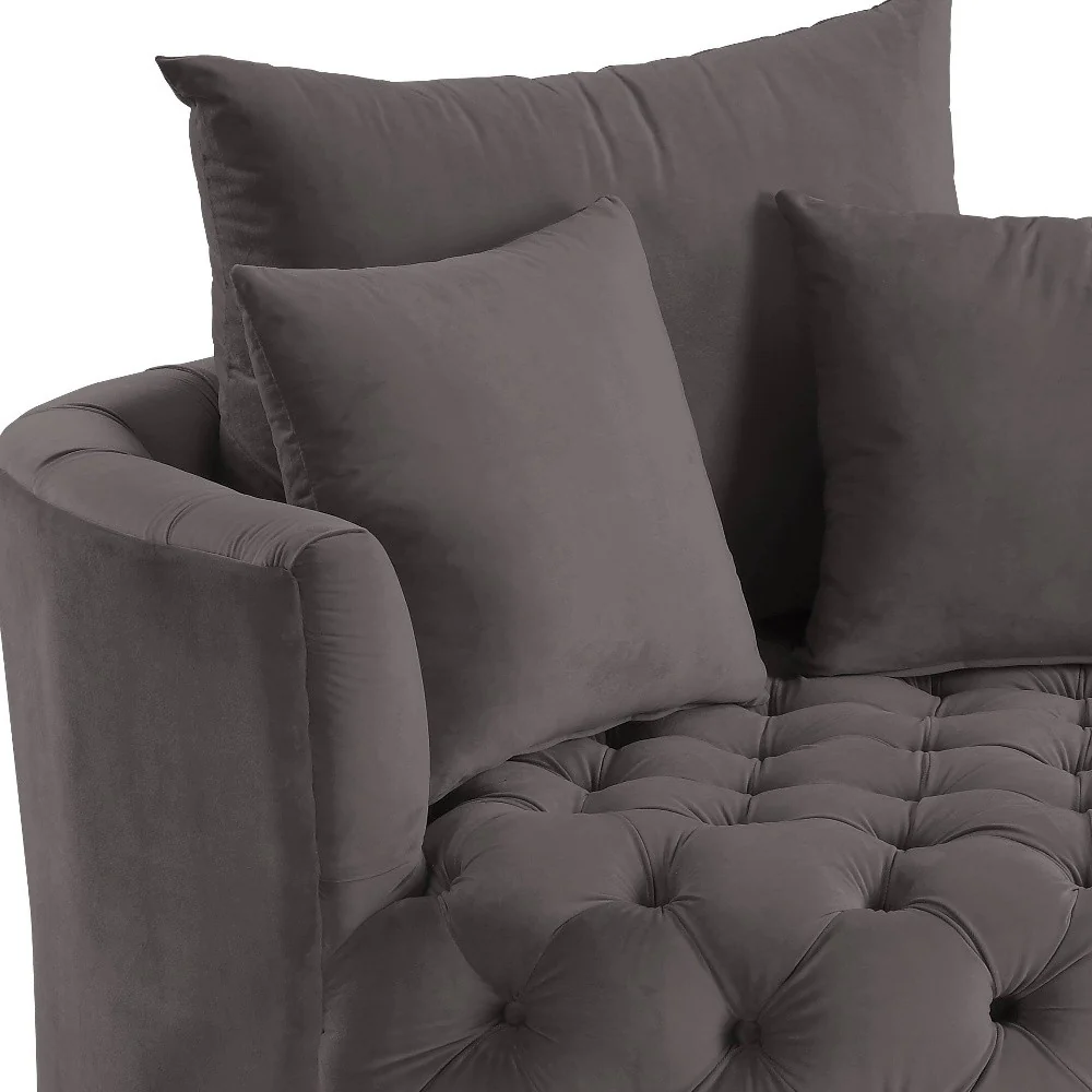 43" Gray Velvet Solid Color Swivel Barrel Chair By Homeroots - Image 5