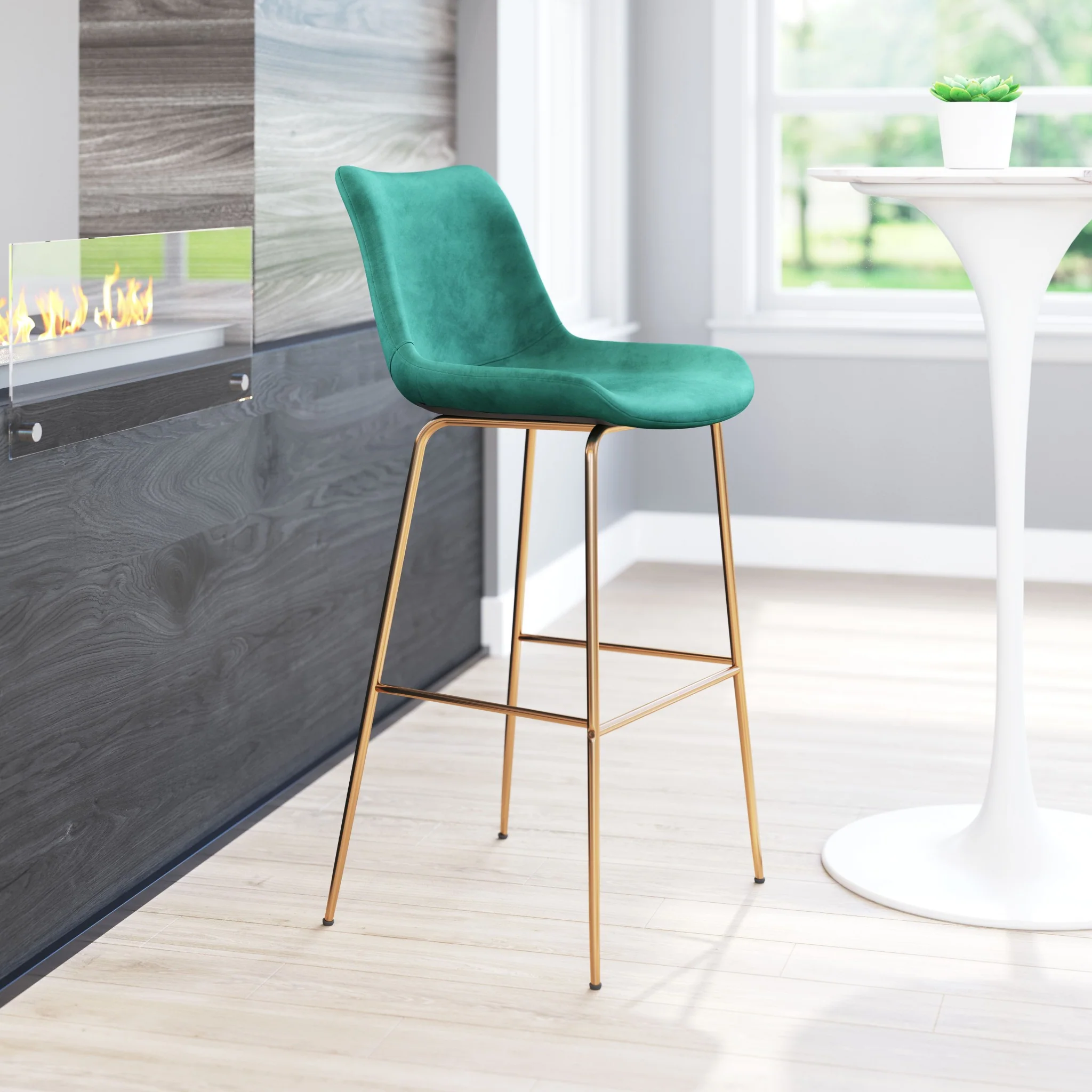 43" Green Steel Low Back Chair With Footrest By Homeroots - Image 7
