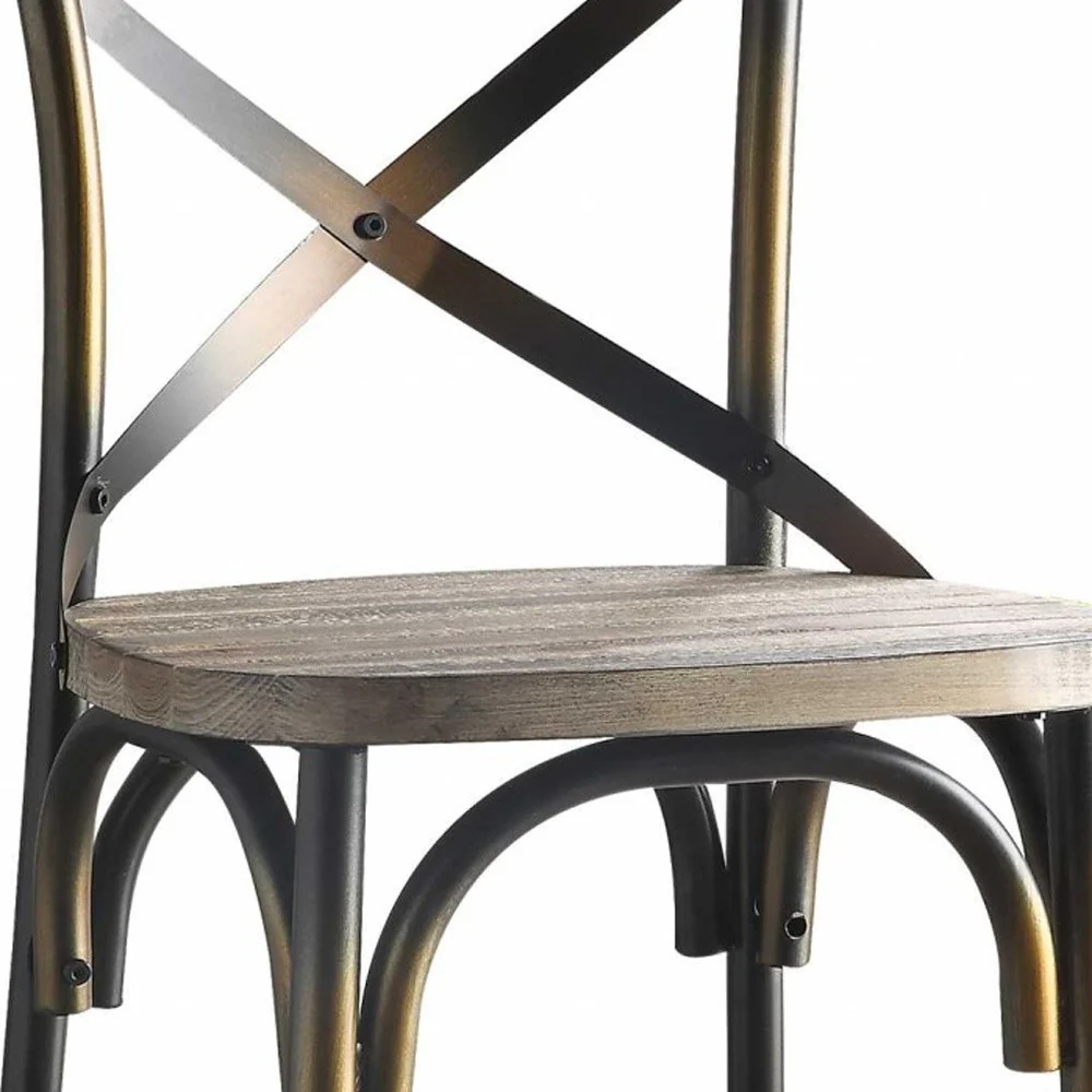43' High Back Antiqued Copper And Oak Finish Bar Chair By Homeroots - Image 5