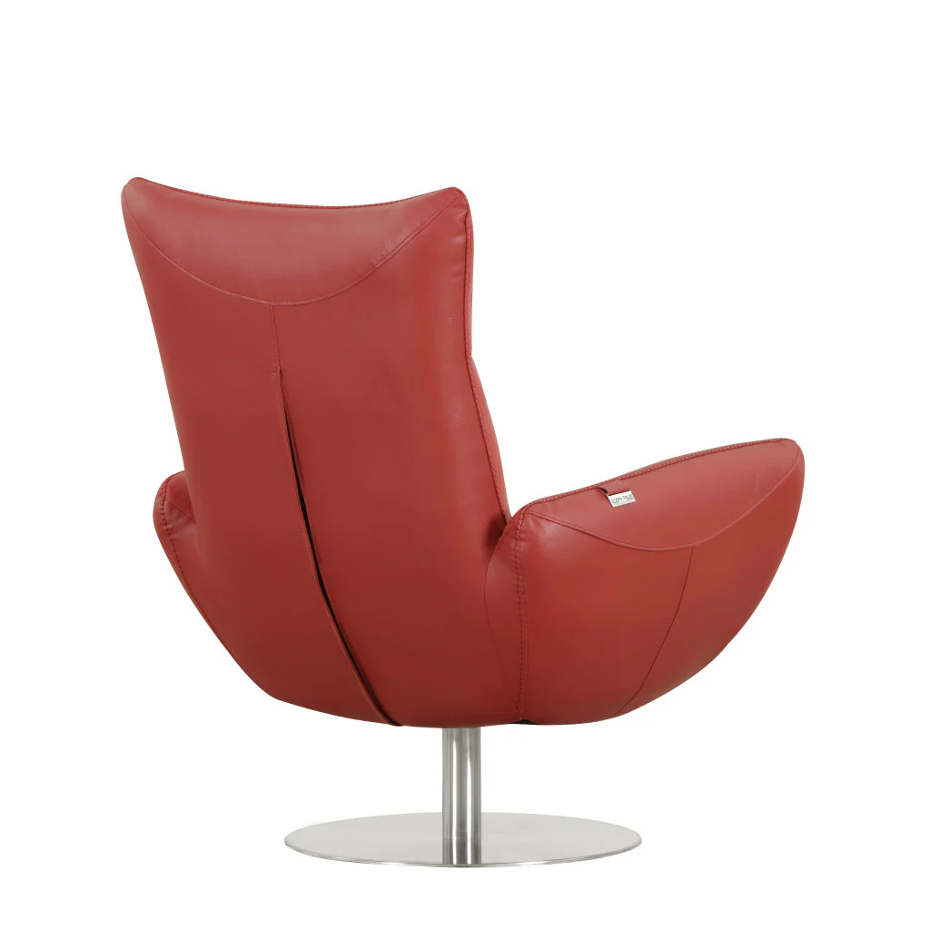 43" Red Contemporary Leather Lounge Chair By Homeroots - Image 4