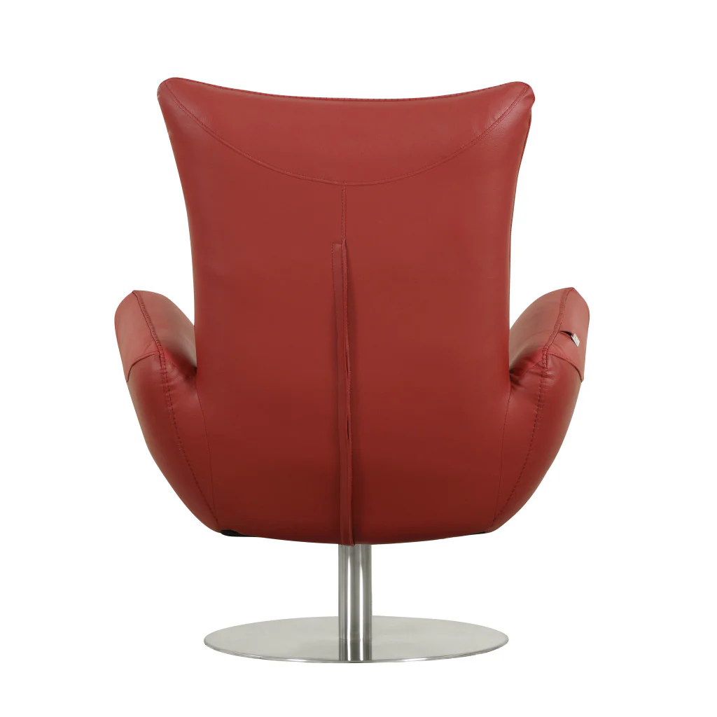 43" Red Contemporary Leather Lounge Chair By Homeroots - Image 5