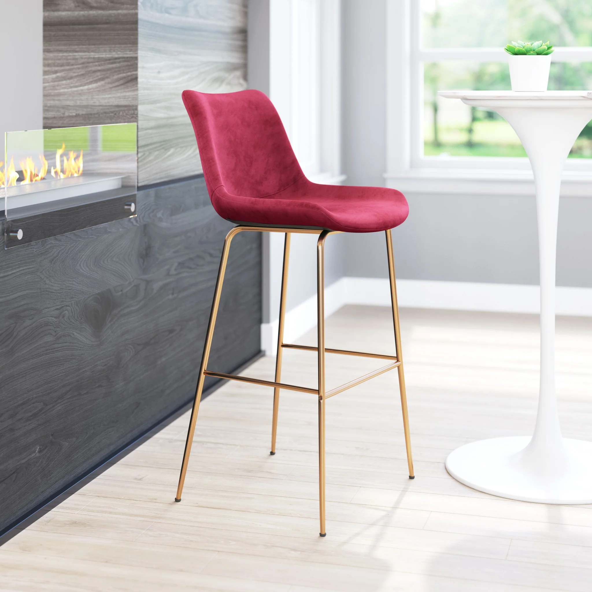 43" Red Steel Low Back Chair With Footrest By Homeroots - Image 7