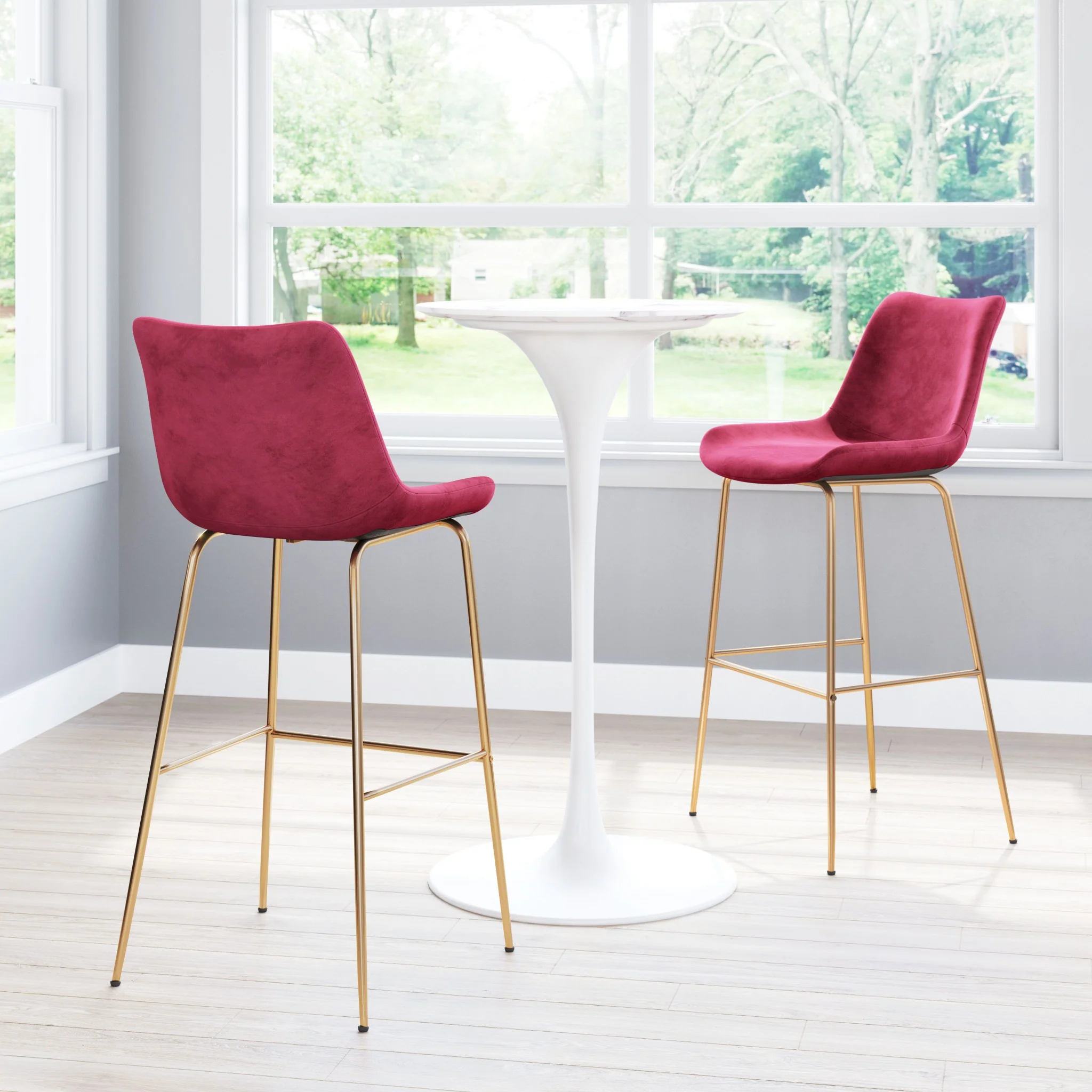 43" Red Steel Low Back Chair With Footrest By Homeroots - Image 8