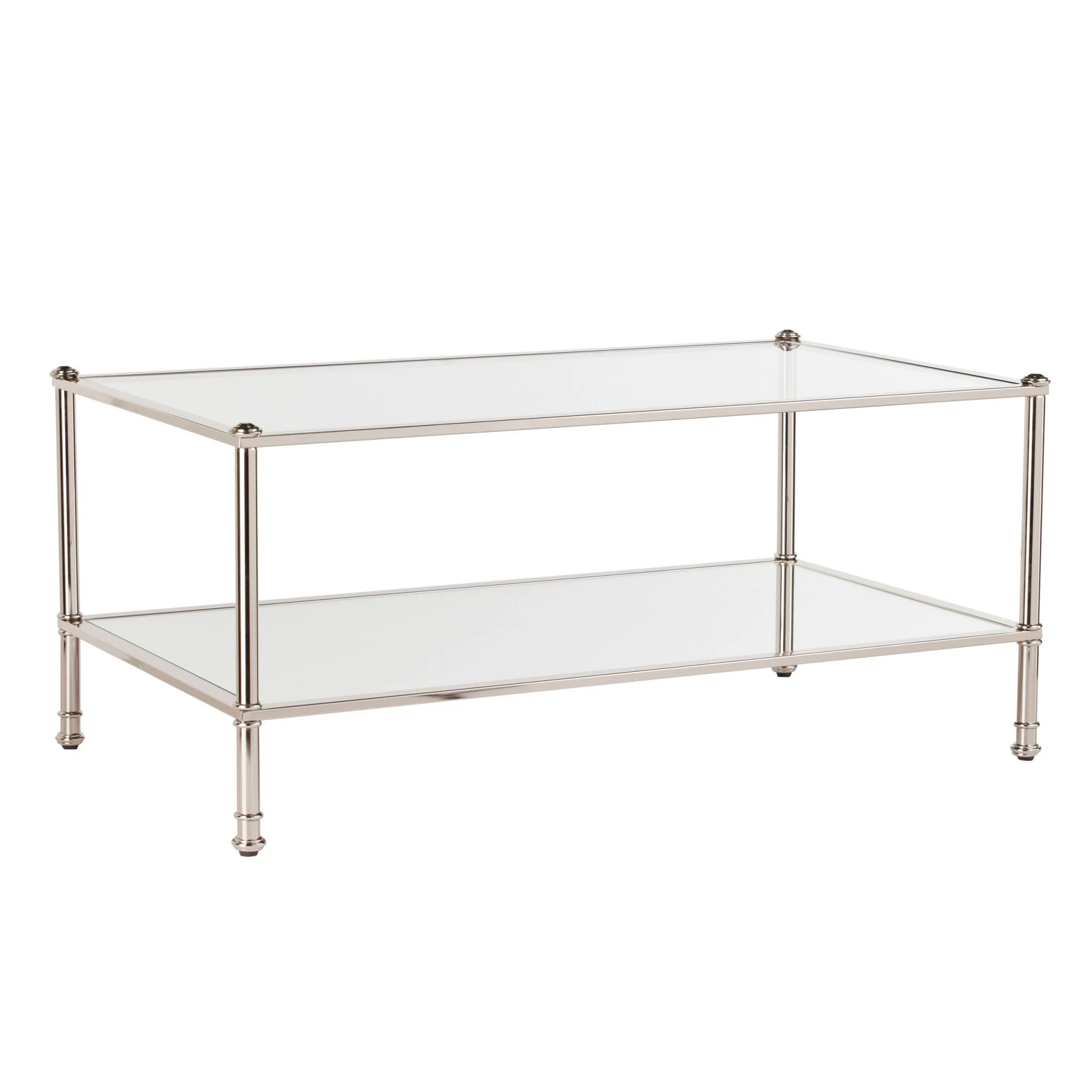 43" Silver Mirrored And Metal Rectangular Mirrored Coffee Table By Homeroots - Image 2