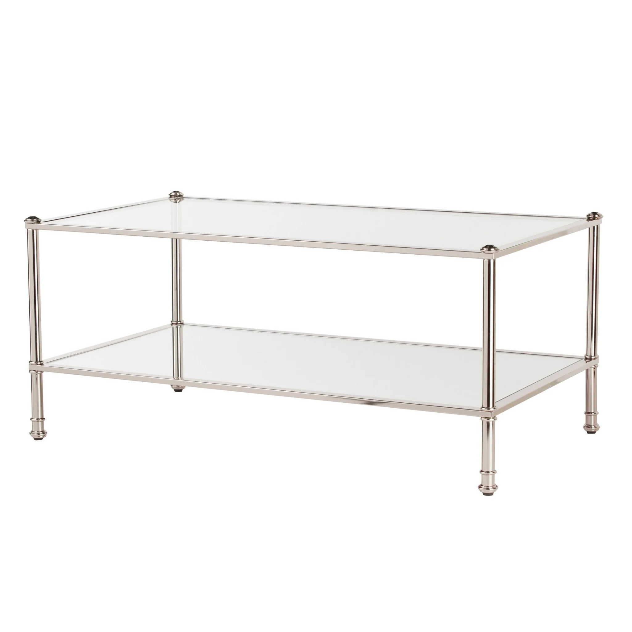43" Silver Mirrored And Metal Rectangular Mirrored Coffee Table By Homeroots - Image 3